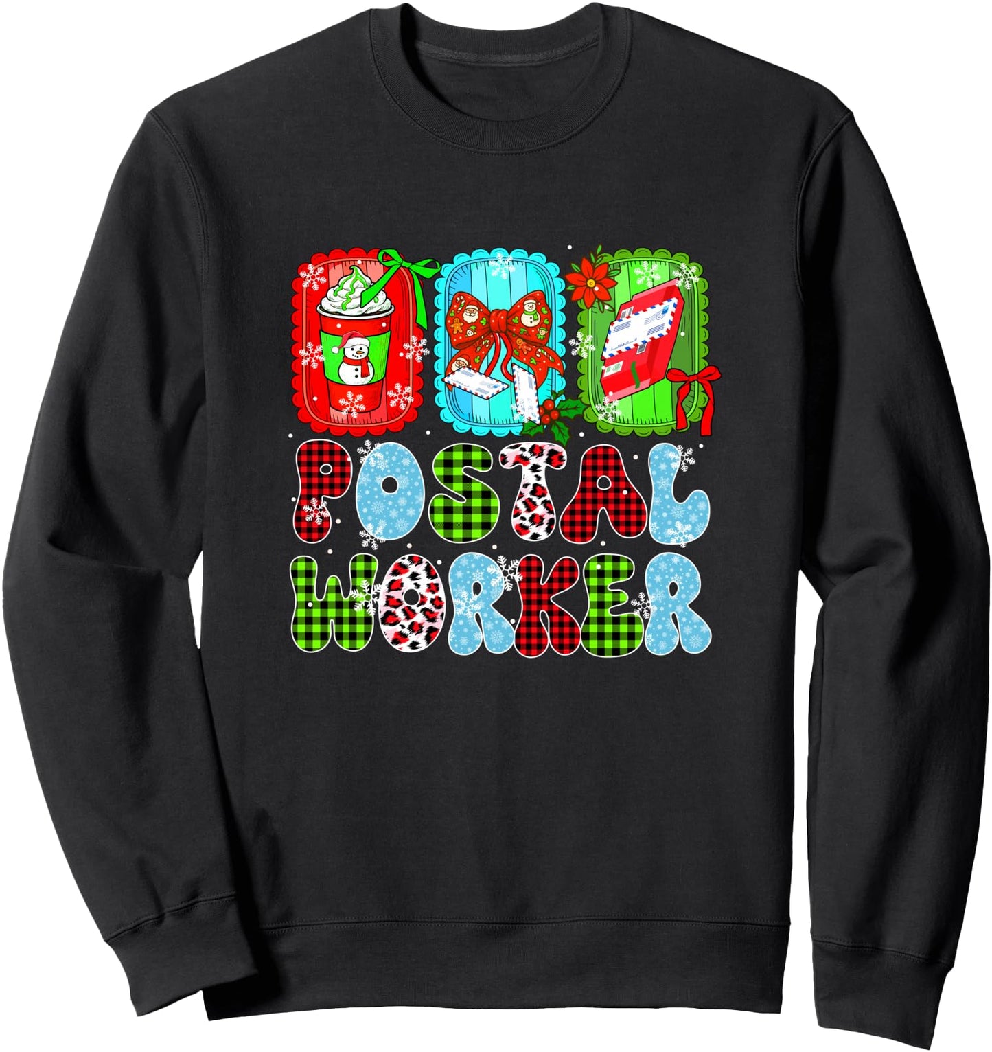 Postal Worker Christmas Bow Tie Snow Colorful Job Team Sweatshirt