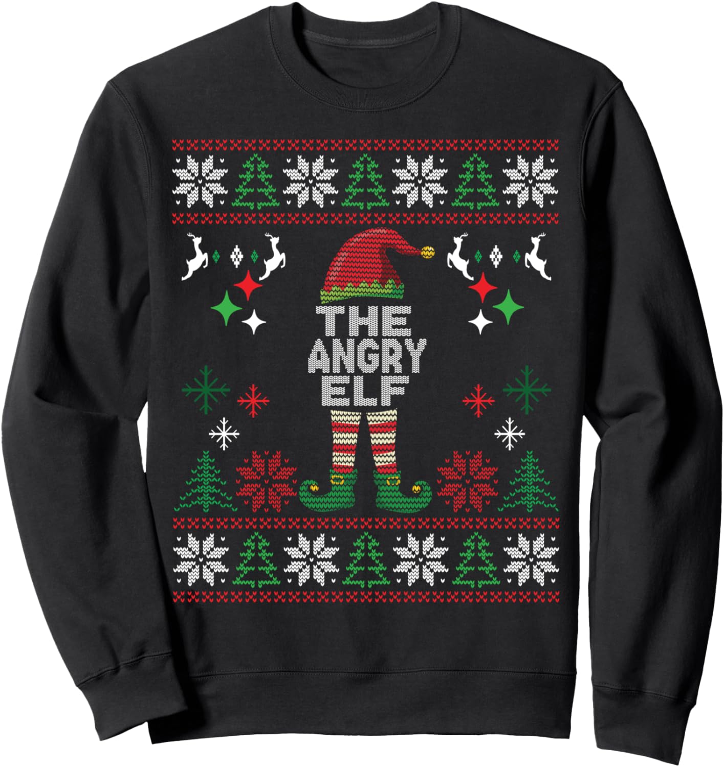 Angry Elf Funny Xmas Family Matching Ugly Christmas Sweatshirt