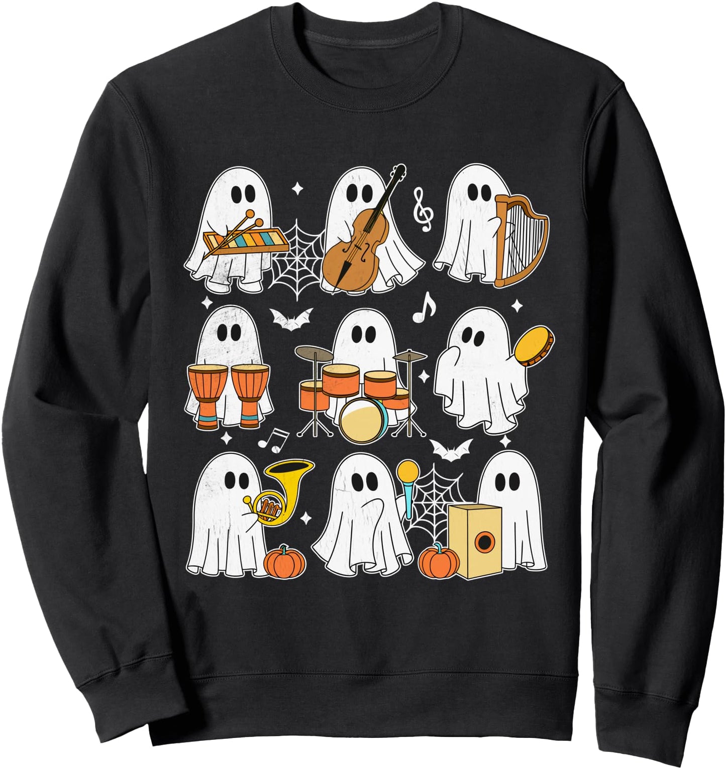 Halloween Music Teacher Ghost Playing Musical Instruments Sweatshirt