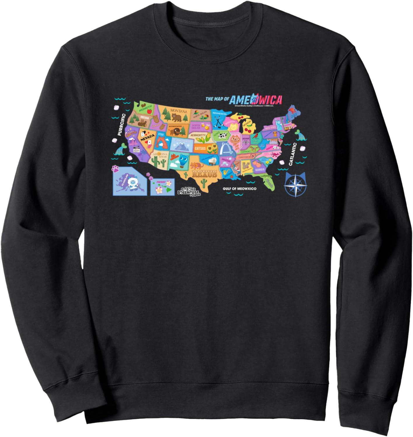 DreamWorks Gabby\u2019s Dollhouse The Movie Kitty Map Sweatshirt