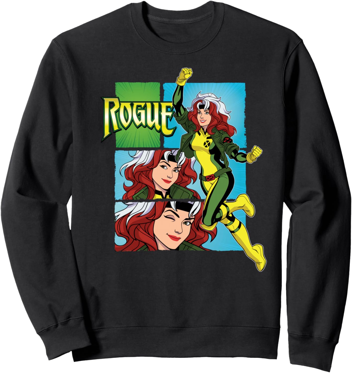 Marvel Studios X-Men \u201997 Rogue Wink Logo & Action Panels Sweatshirt