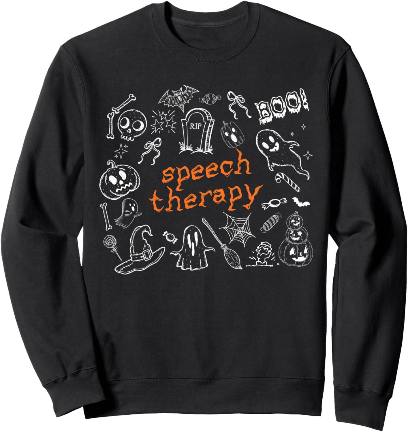 Speech Therapy SLP Ghost Pumpkin Speech Therapist Halloween Sweatshirt