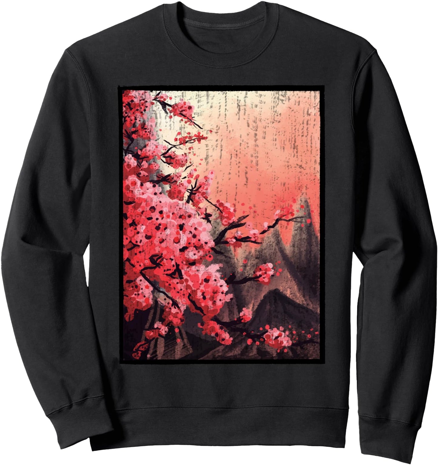 Vintage Woodblock Cherry Blossom Japanese Sakura Flower Sweatshirt