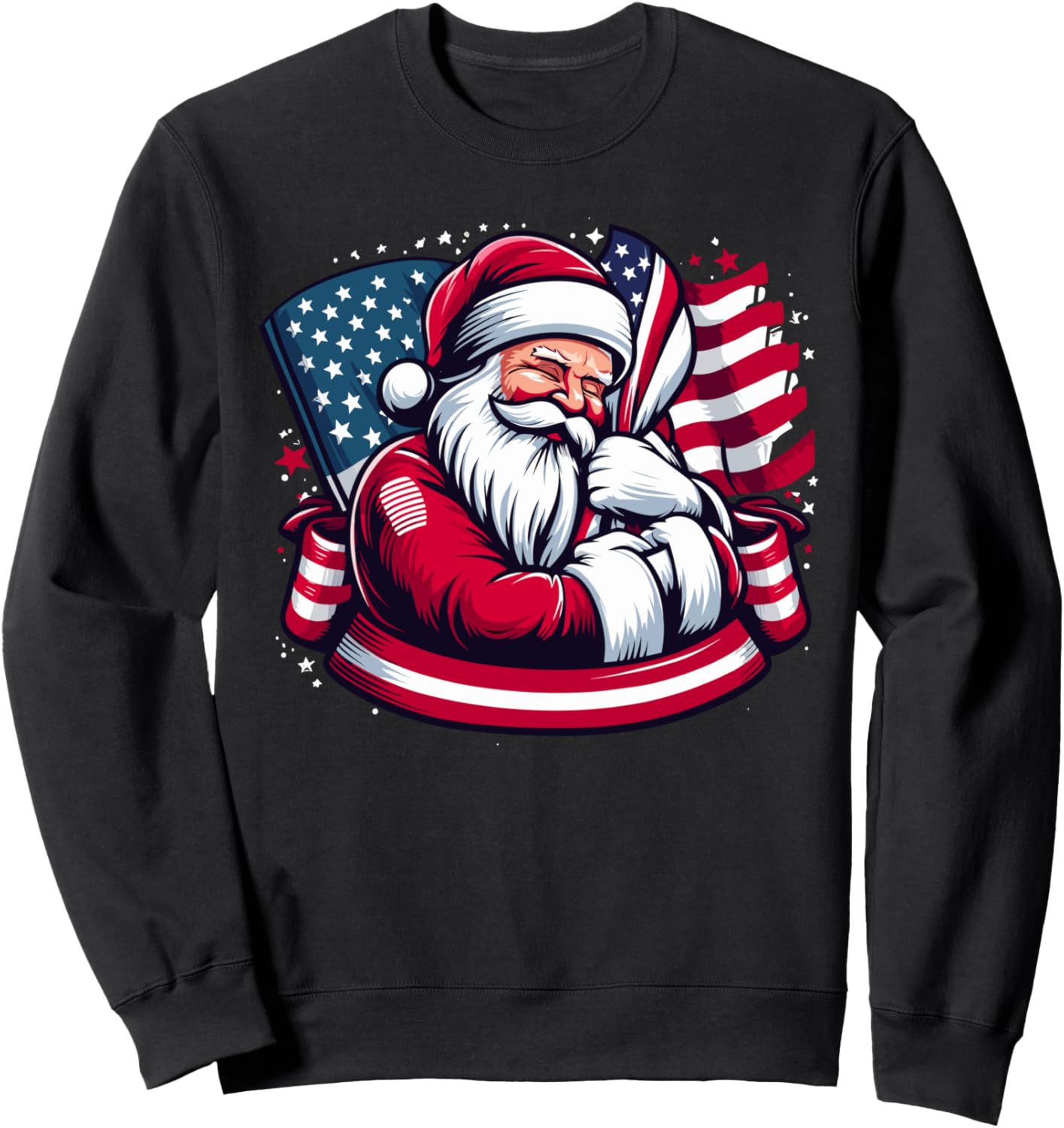 Patriotic Santa Claus Men Women Christmas USA Flag Sweatshirt