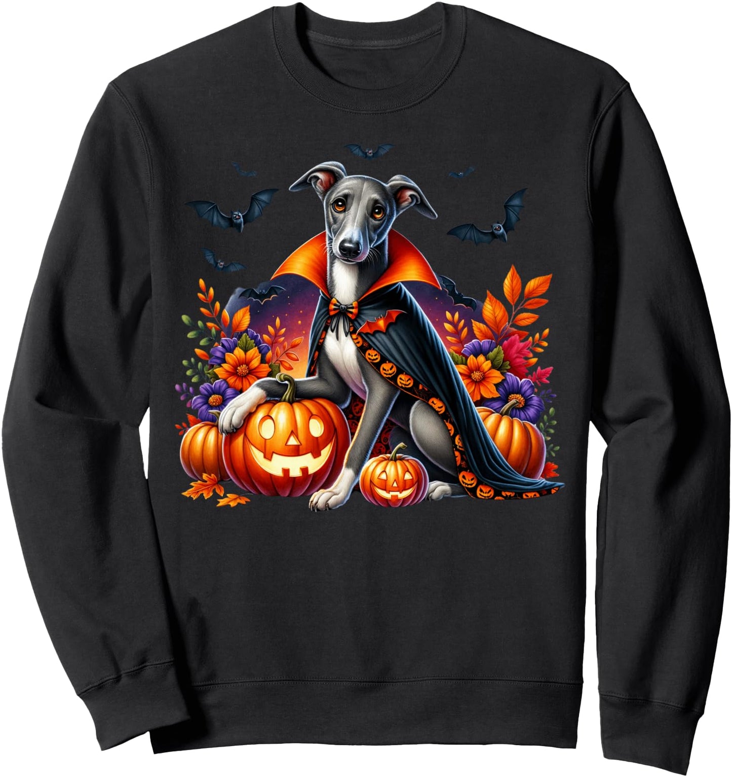 Halloween Dog Women Pumpkins Italian Greyhound Dog Vampire Sweatshirt
