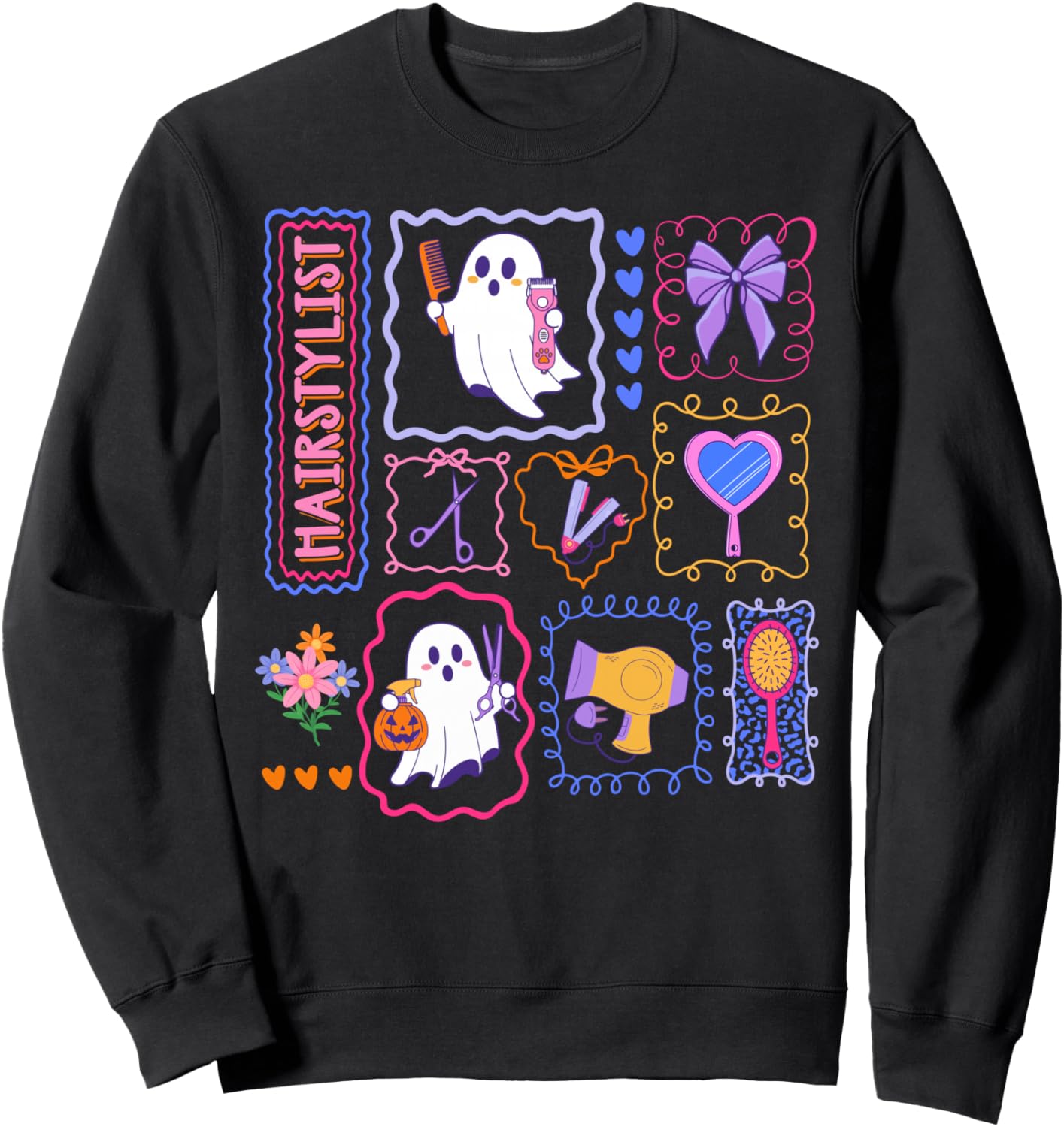 Funny Spooky Ghost Hair Stylist Halloween Hair Salon Women Sweatshirt