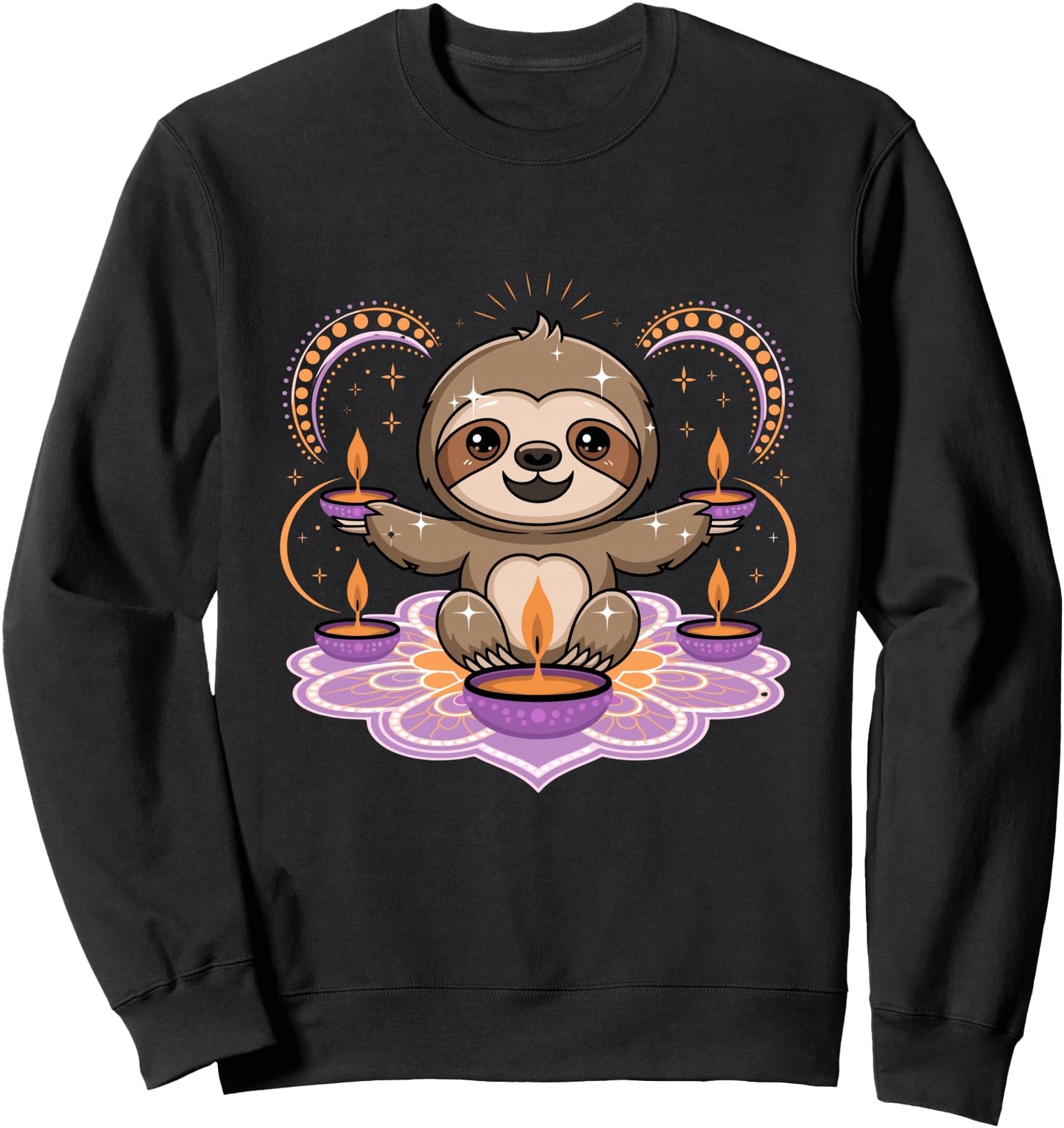 Sloth Diwali Rangoli With Diyas Cute Festival Lights Sweatshirt