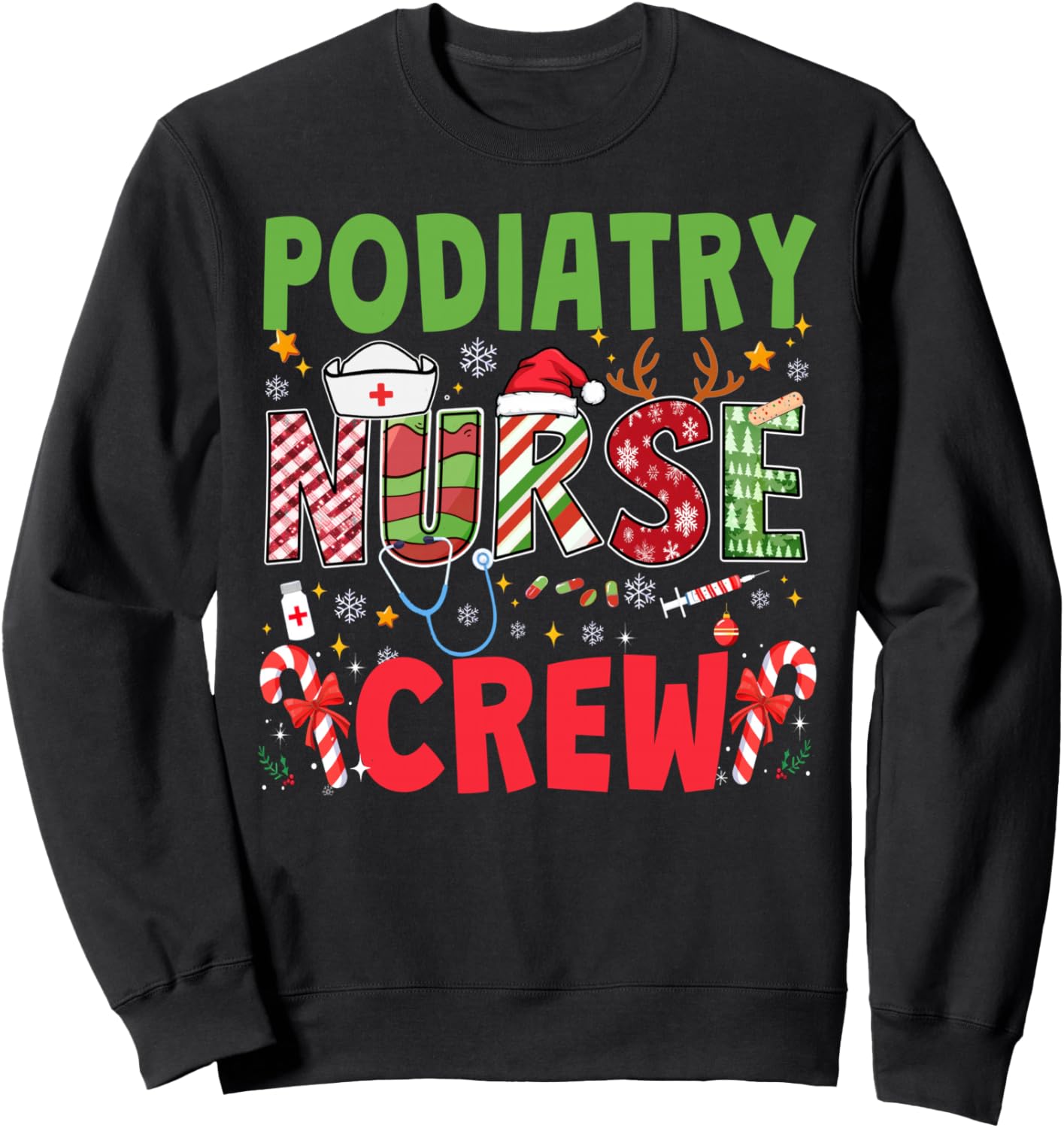 Podiatry Nurse Christmas Crew Funny Xmas Nurses Group Pajama Sweatshirt