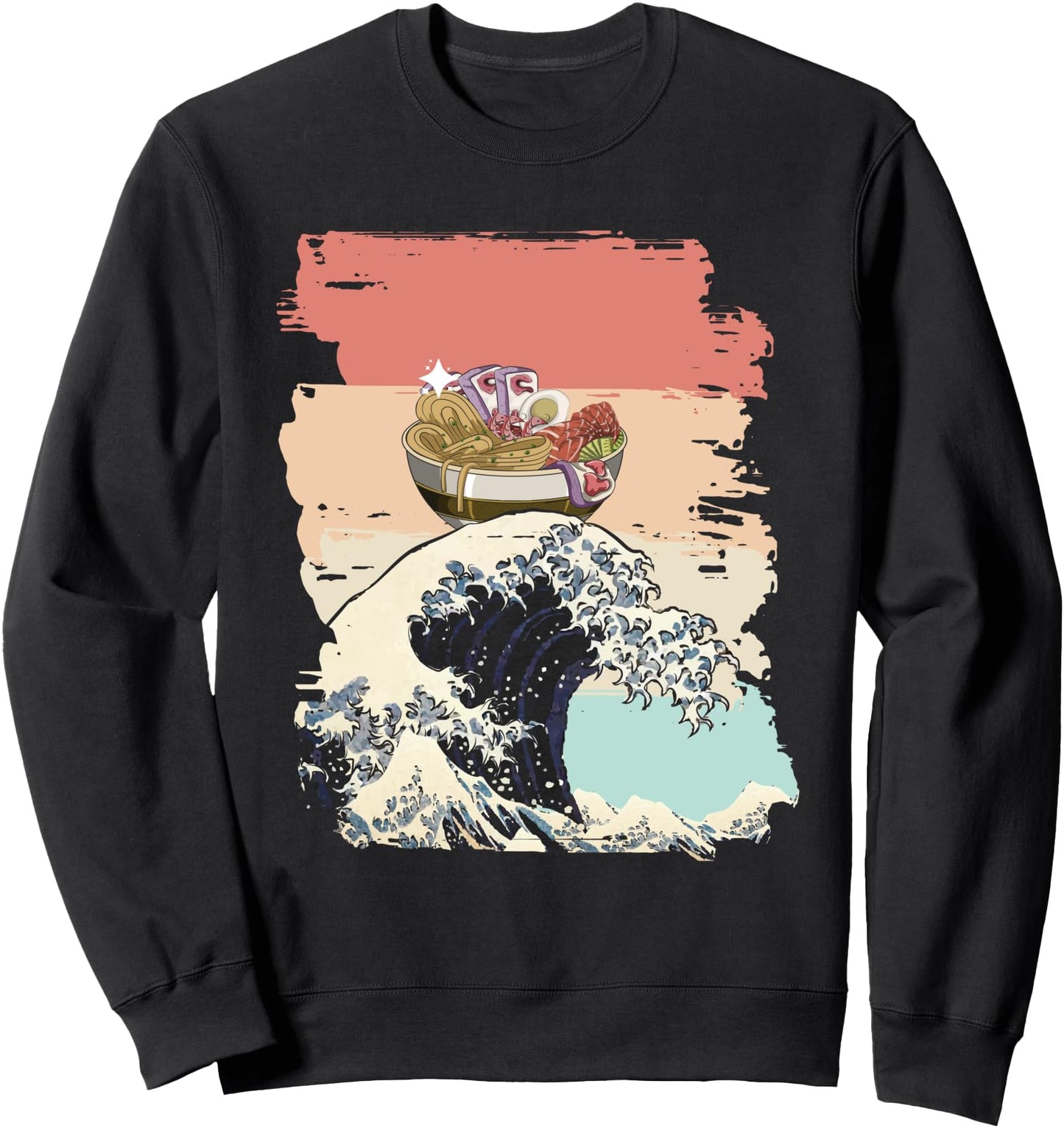 Retro Asian Food Kawaii Japanese Noodles Waves Bowl Of Ramen Sweatshirt