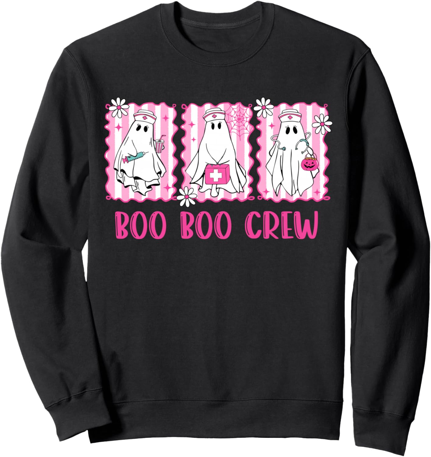 Preppy Boo Crew Night Shift Nurse Ghost Halloween Nursing Sweatshirt