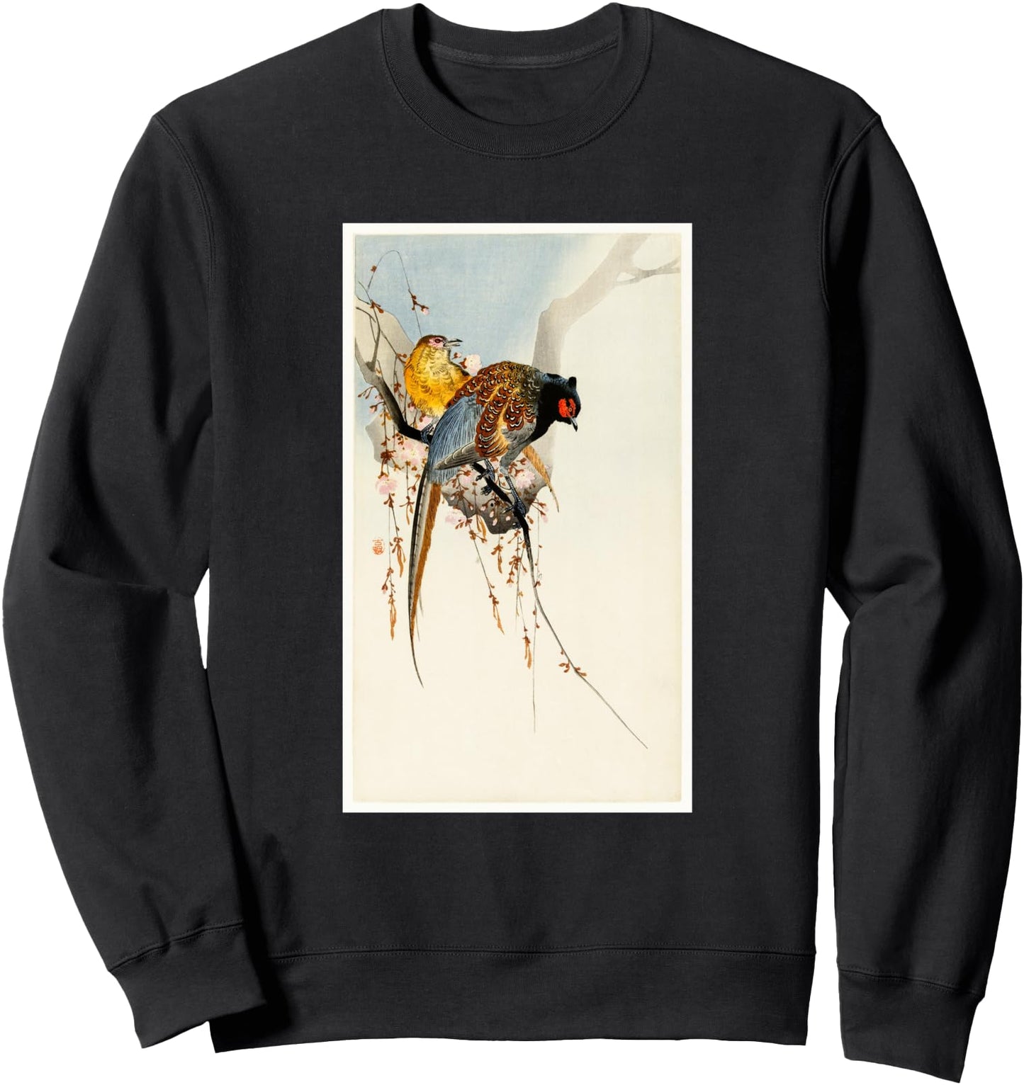 Ring Necked Pheasants Birds by Ohara Koson Japanese Art Sweatshirt