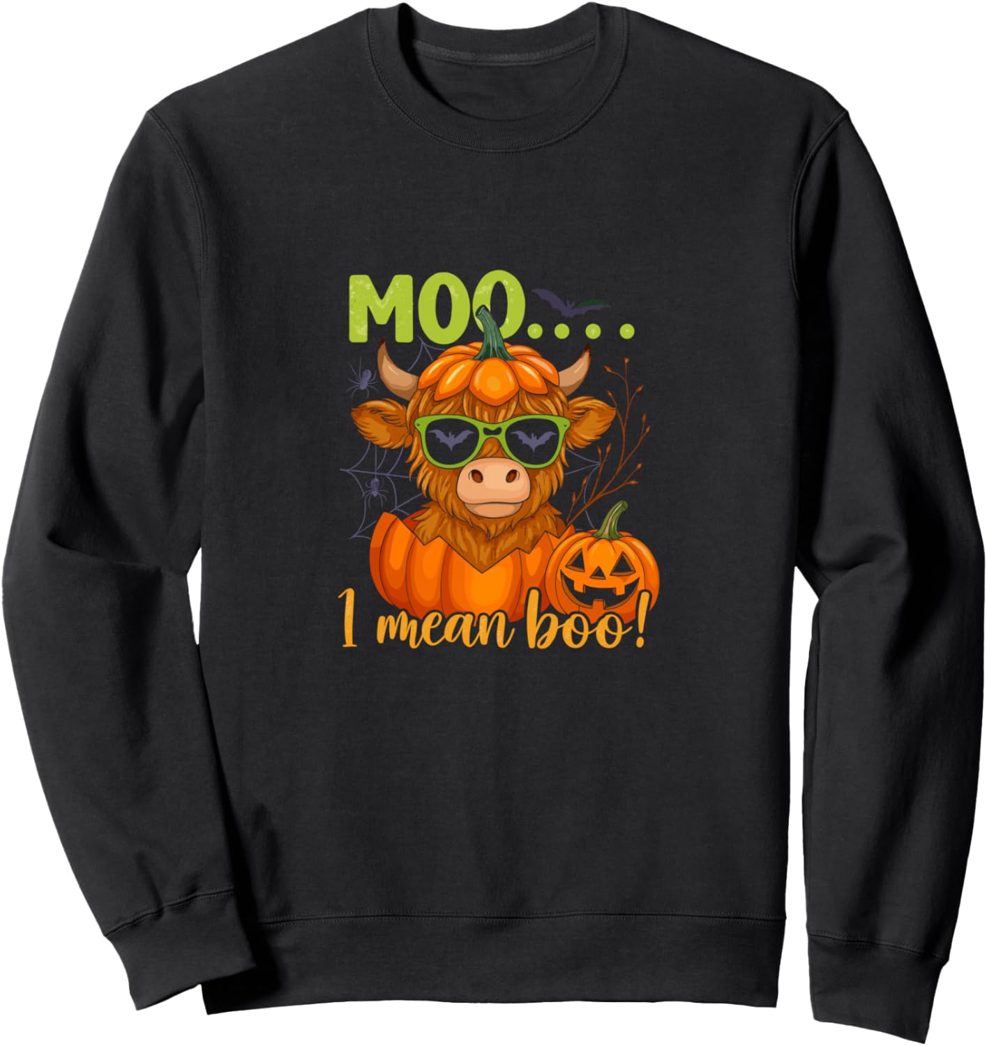 Moo I Mean Boo Funny Ghost Cows Halloween Highland Cow Sweatshirt