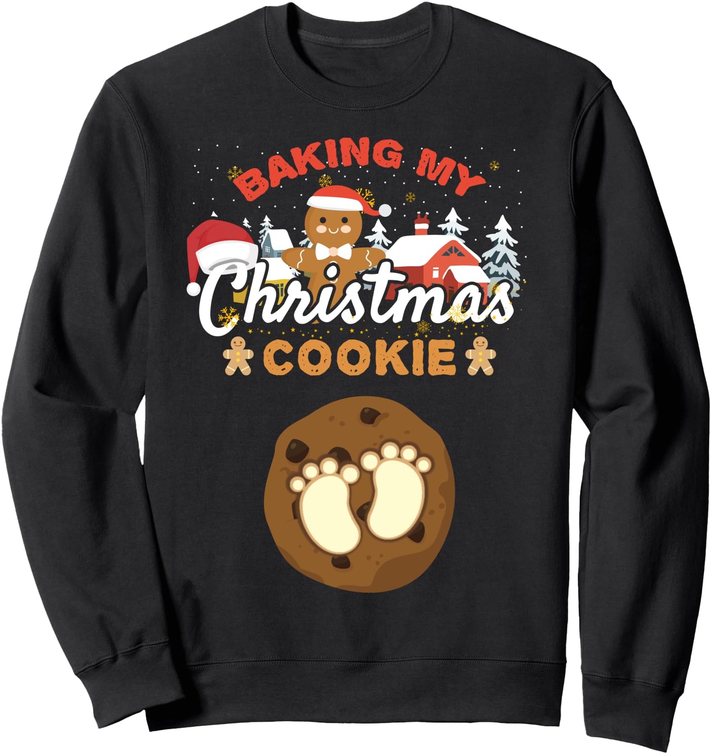 Pregnant Christmas Cookie New Mom Pregnancy Announcement Sweatshirt