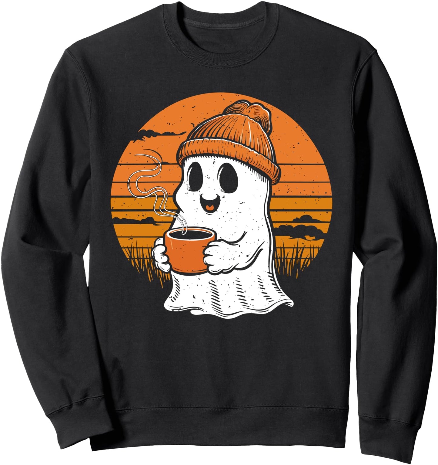 Ghost Drinking Coffee Funny Halloween Costume Coffee Lover Sweatshirt
