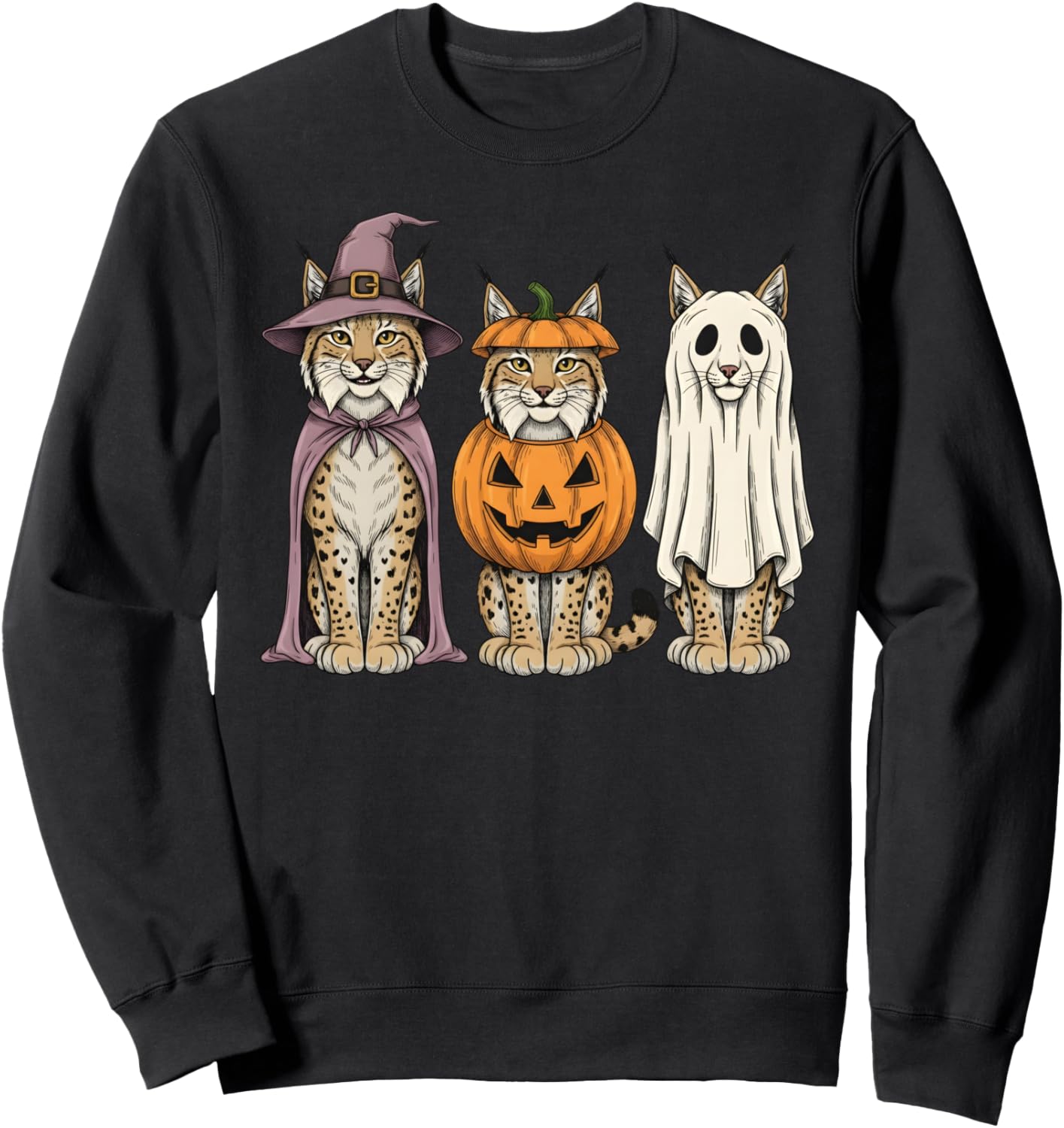 Spooky Ghost Lynx Lover Pumpkin Halloween Sweatshirt