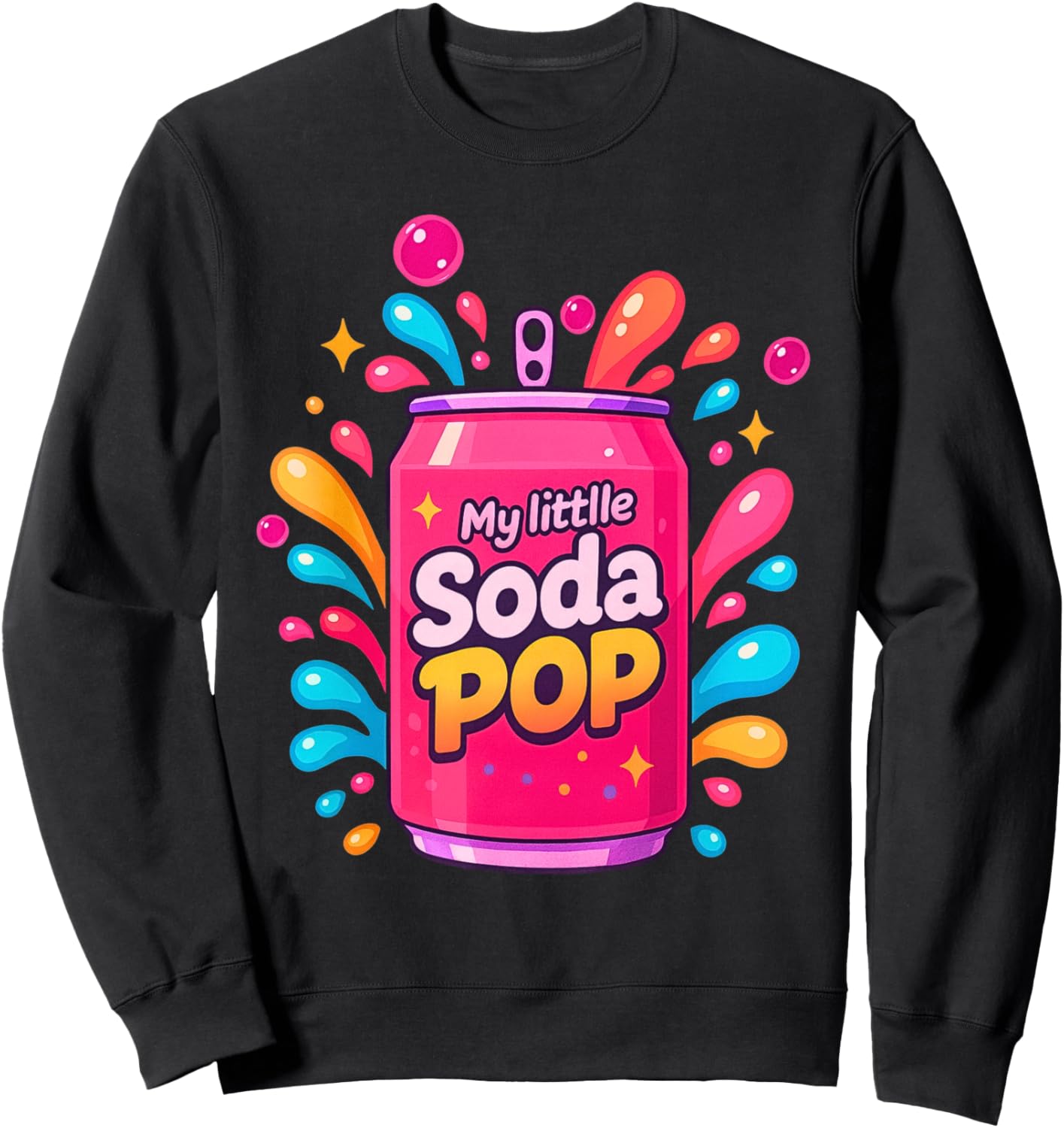 Soda Pop CartoonSplash Cute Retro Beverage Funny Pink Sweatshirt