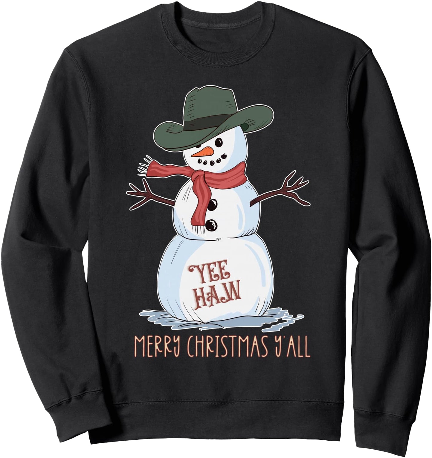 Merry Christmas Yall Snowman Cowboy Cowgirl Howdy Retro Xmas Sweatshirt