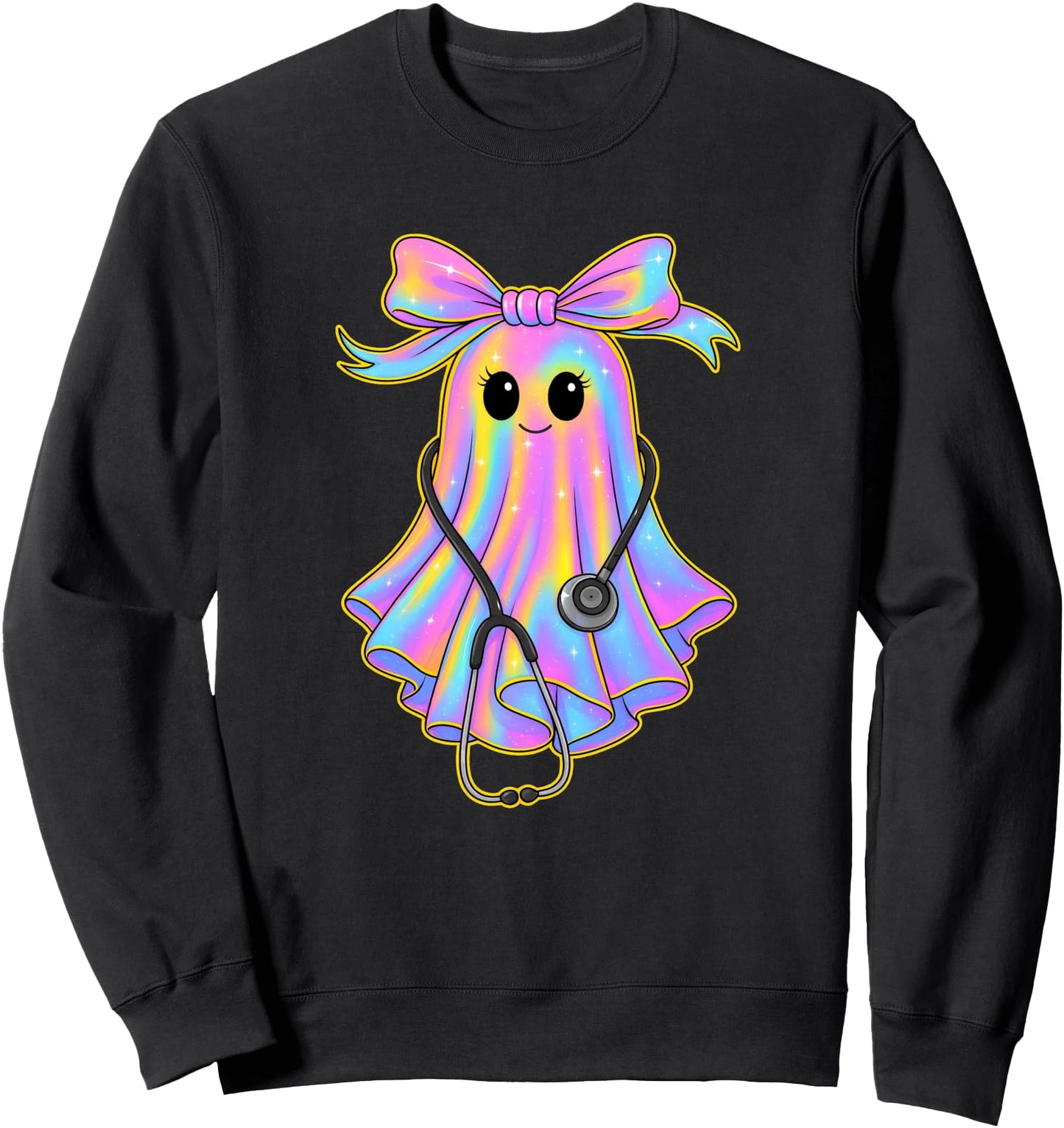 Fun Halloween Ghost for Nurses Medical Staff Coquette Bow Sweatshirt