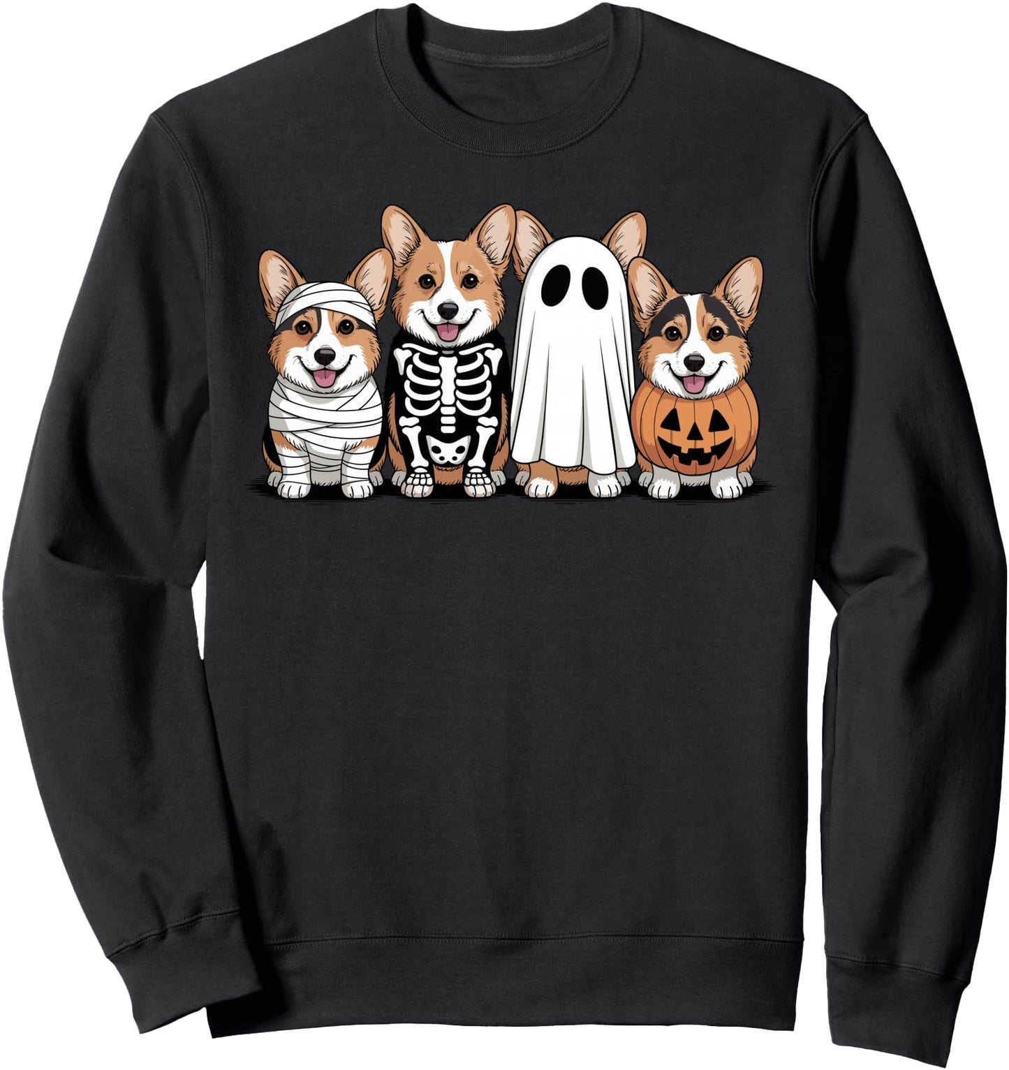 Spooky Ghost Corgi Pumpkin Halloween Dog Skeleton Sweatshirt