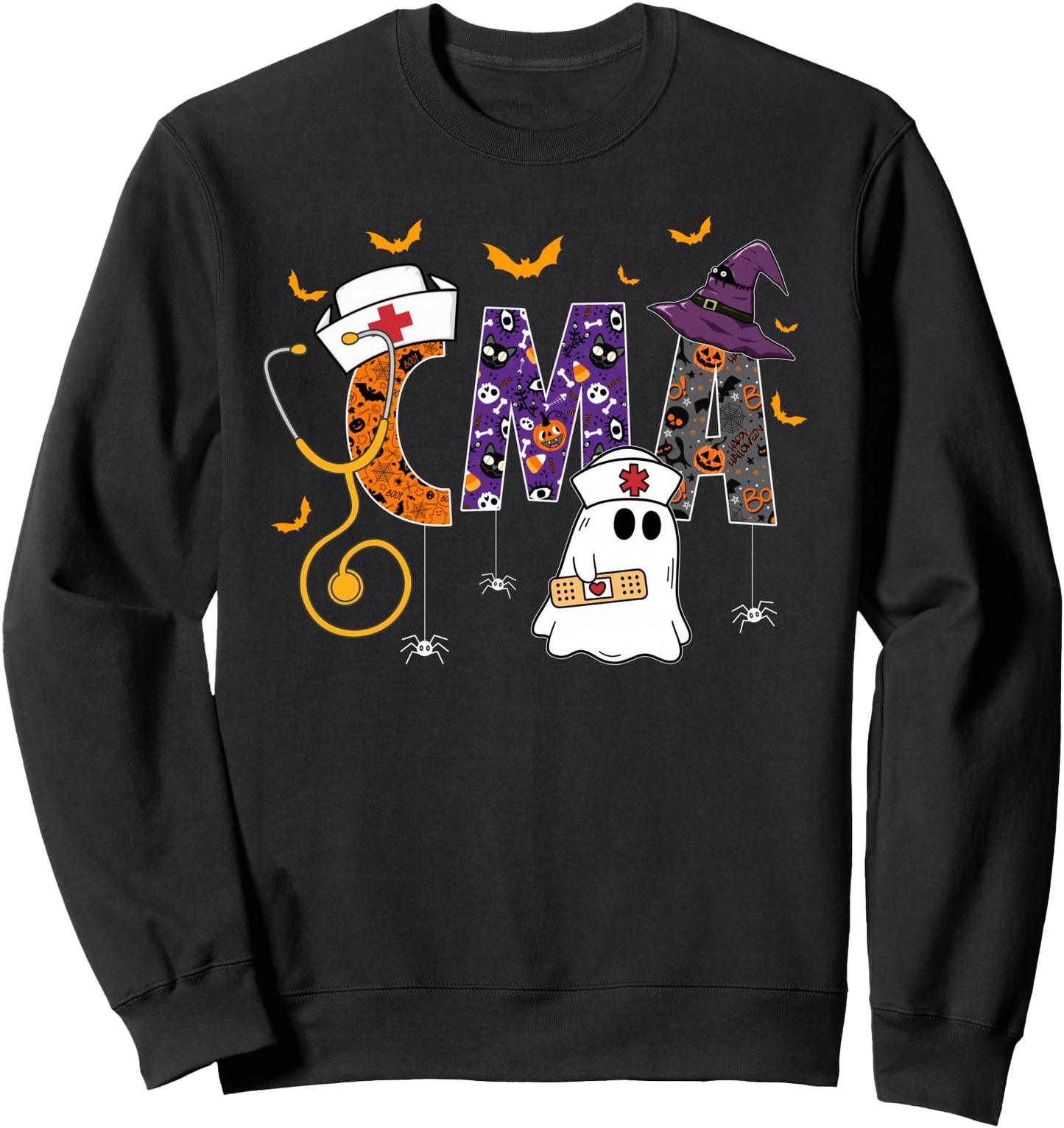 Halloween CMA Nursing Cute Health Worker Halloween Pattern Sweatshirt