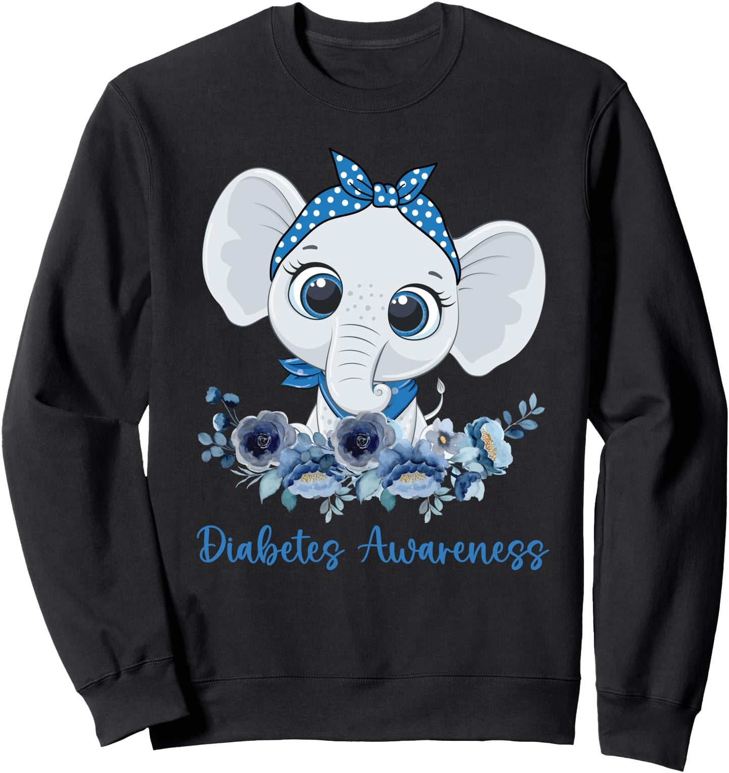 In November We Wear blue Elephant Ribbon Diabetes Awareness Sweatshirt