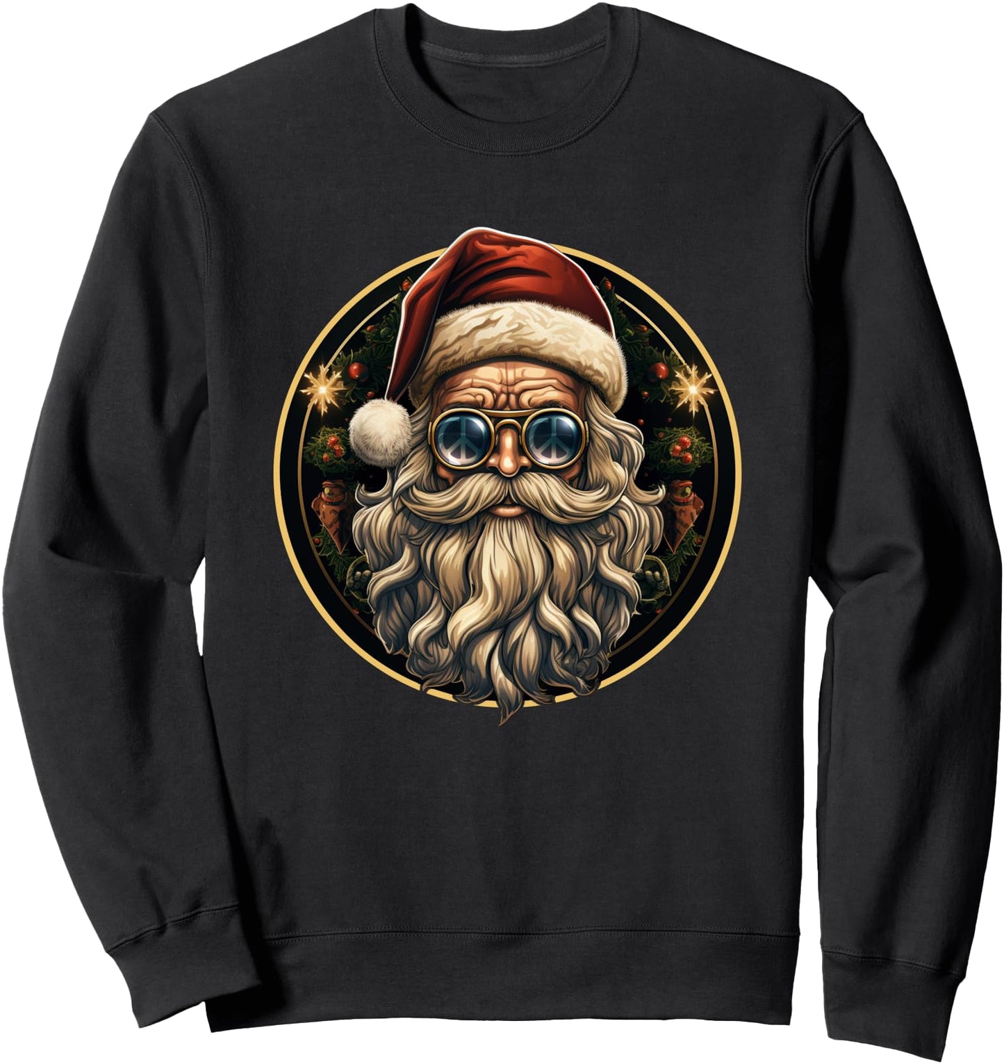 Santa's Peaceful Christmas - Cool Santa with Peace Sign Sweatshirt