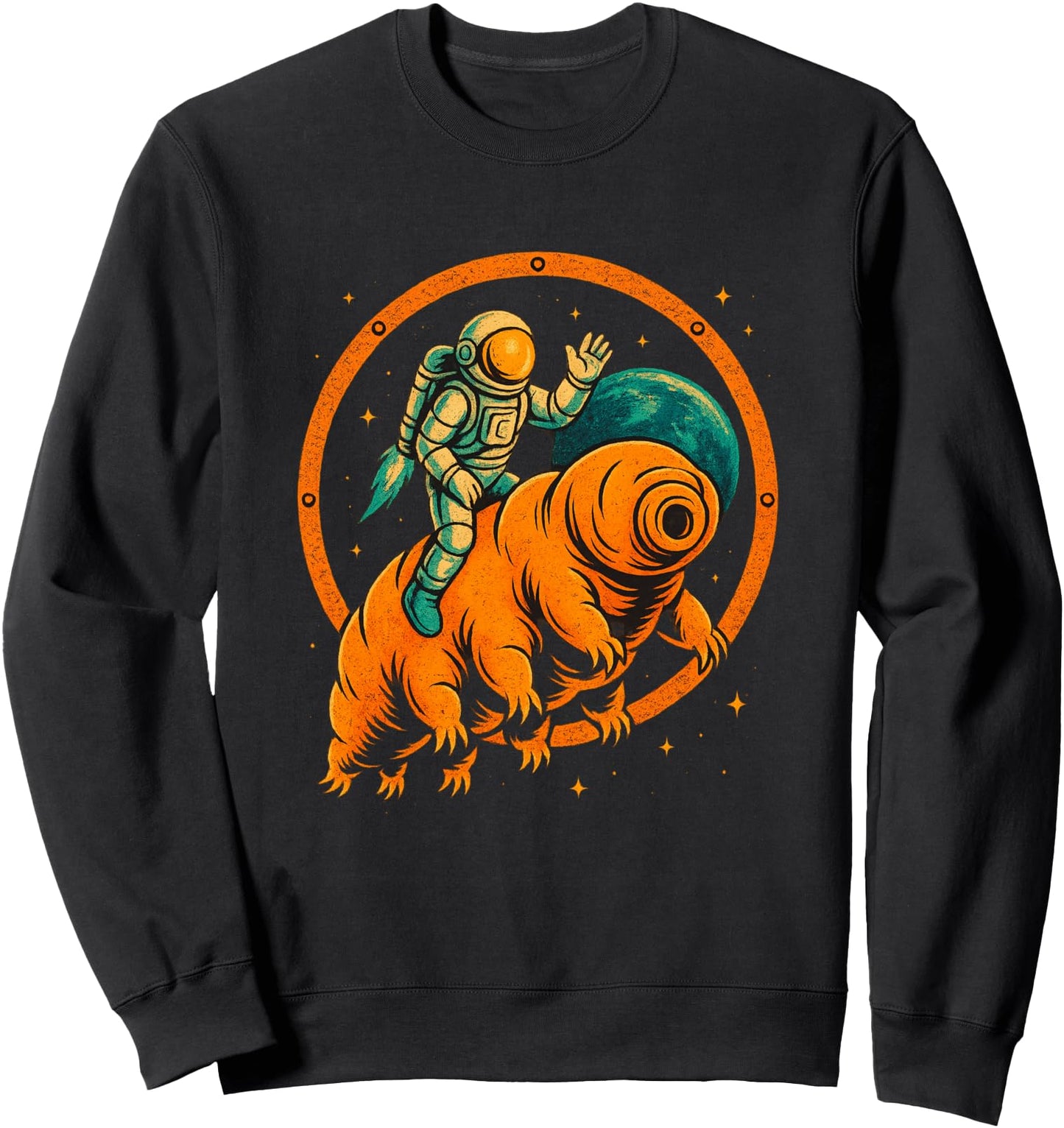 Astronaut Riding Water Bear in Space Funny Tardigrade Sweatshirt