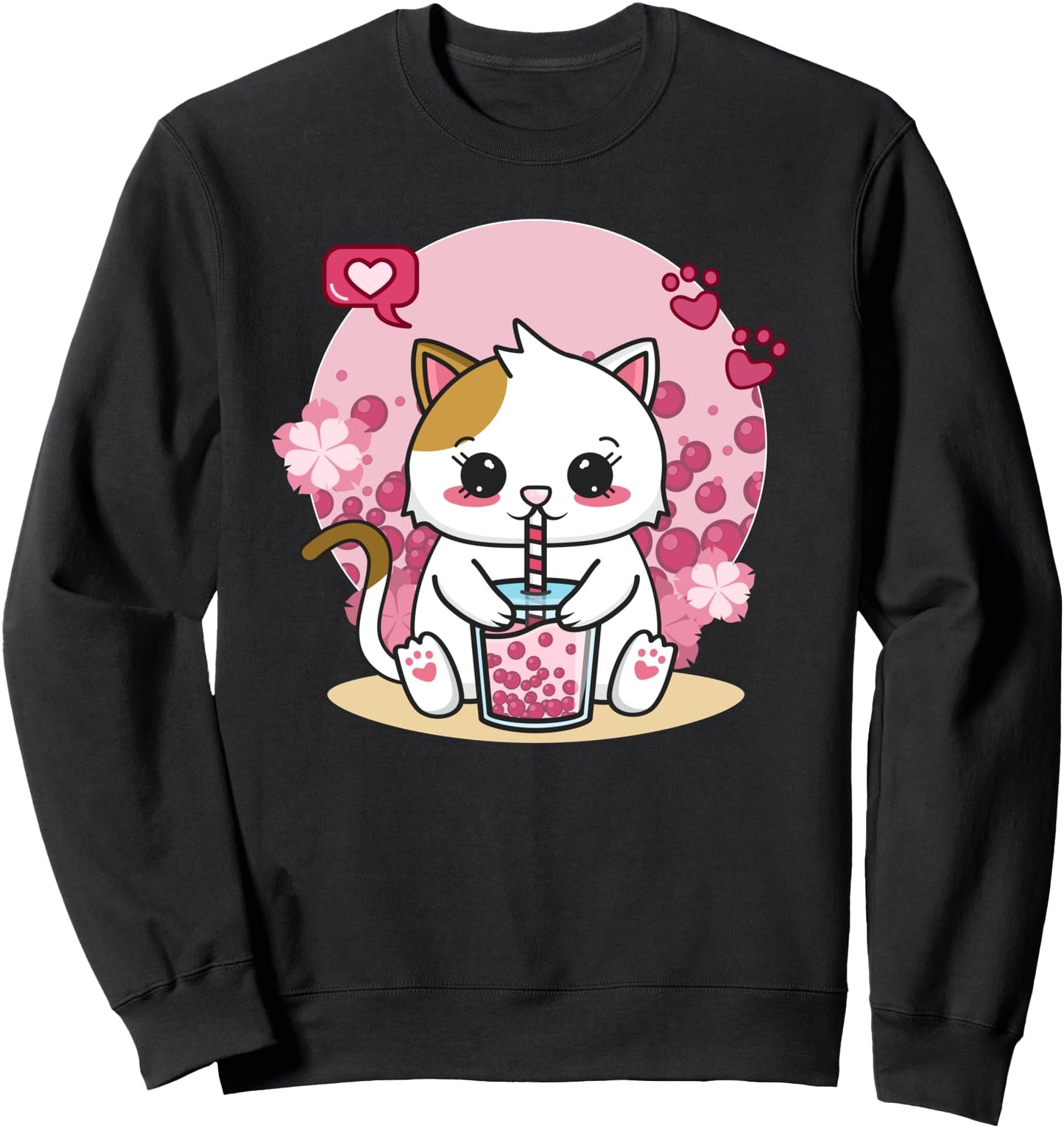 Kawaii Cat Boba Tea Bubble Tea Japanese Anime Women Girls Sweatshirt