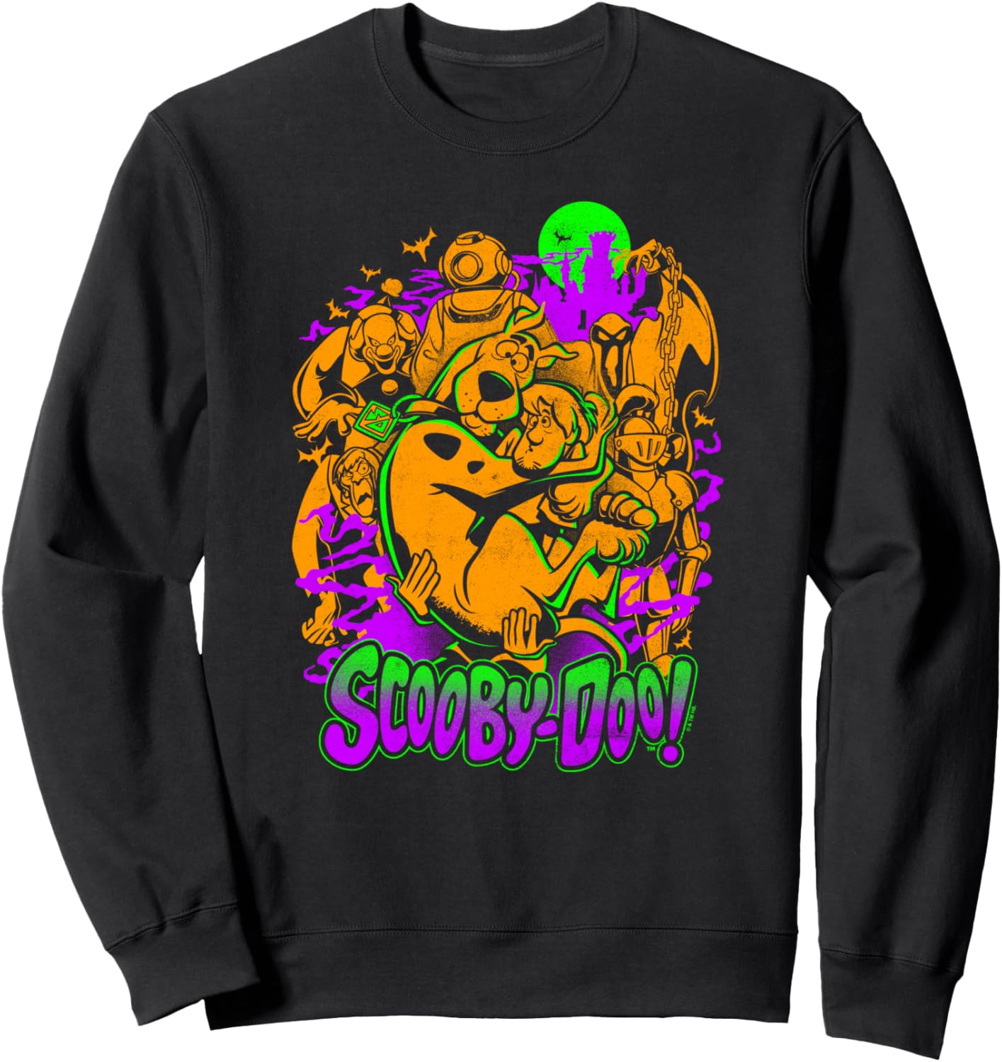 Scooby-Doo And Shaggy Surrounded By Monsters Distressed Art Sweatshirt