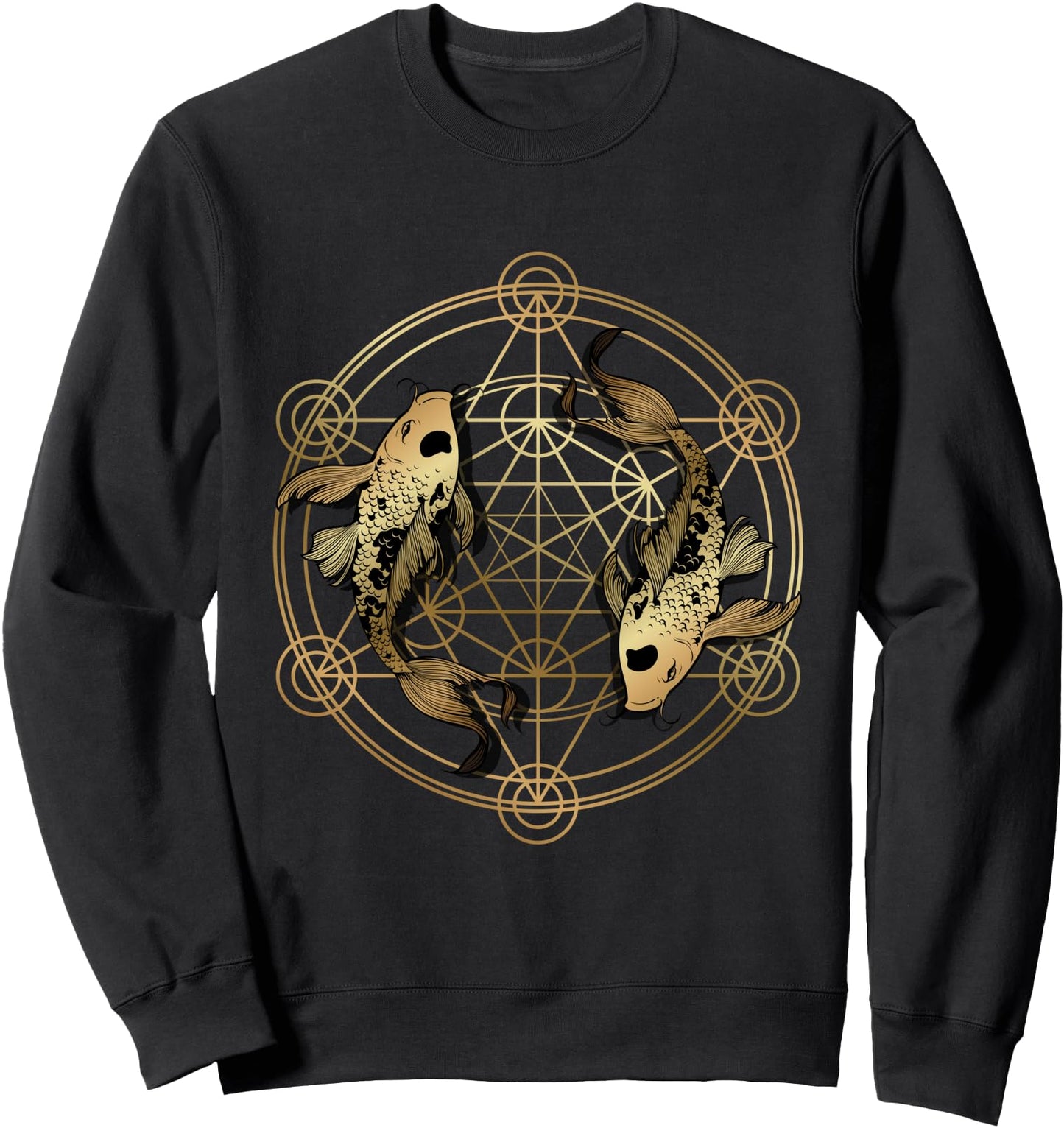 Sacred Geometry Shapes Vintage Japanese Koi Fish Sweatshirt