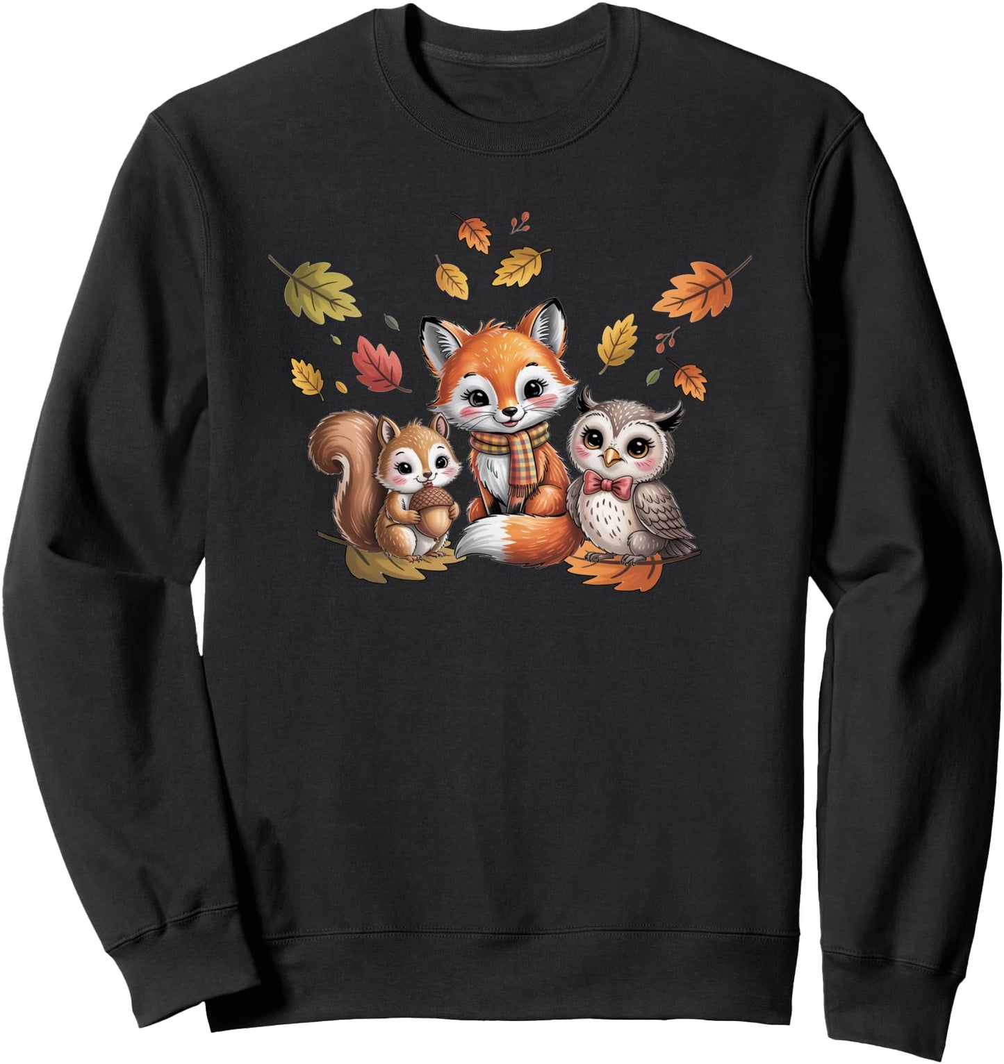Cute Autumns Leaves Woodland Animals for Fall Sweatshirt
