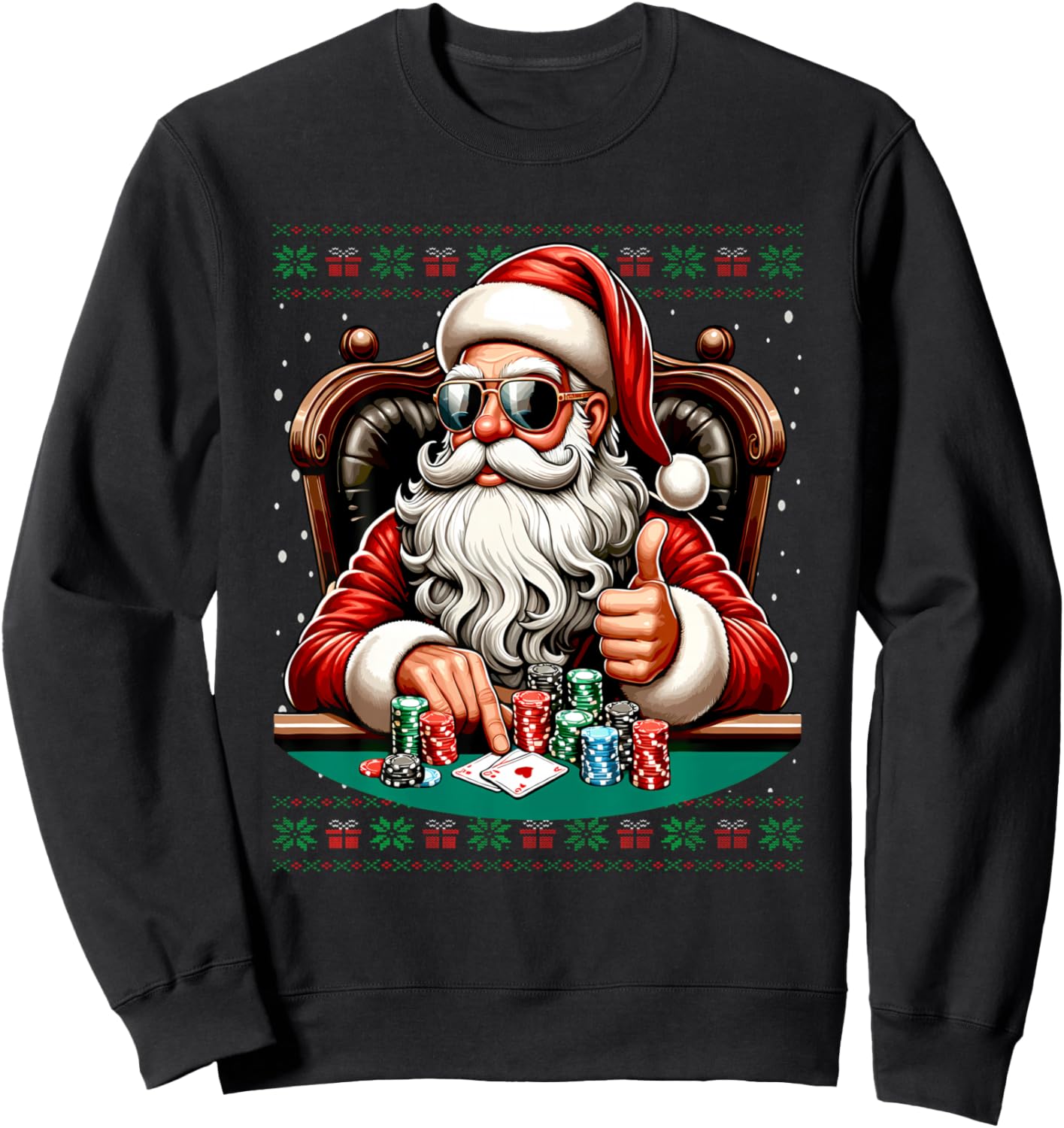 Funny Poker Santa Poker Player Ugly Christmas Sweater Men Sweatshirt