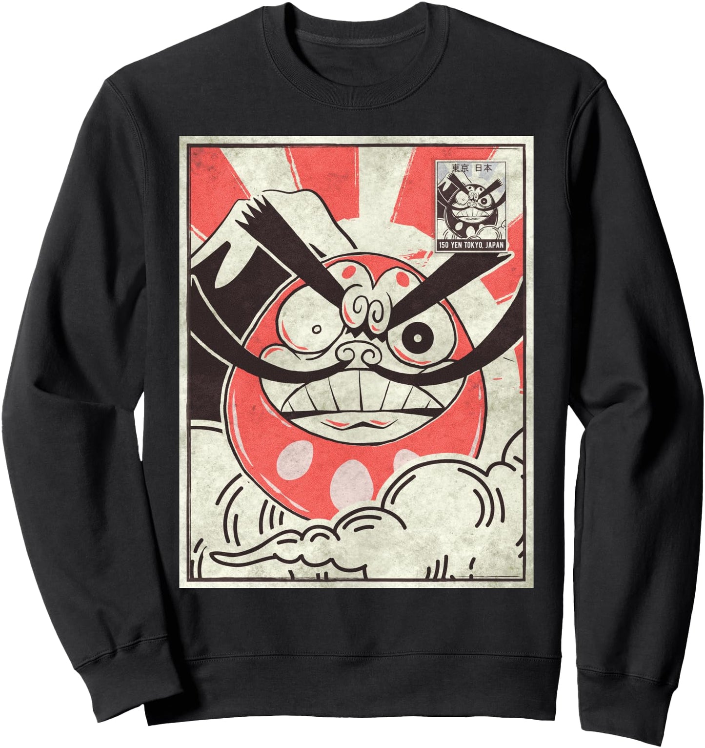Daruma Doll Postage Stamp Japanese Aesthetic Sweatshirt