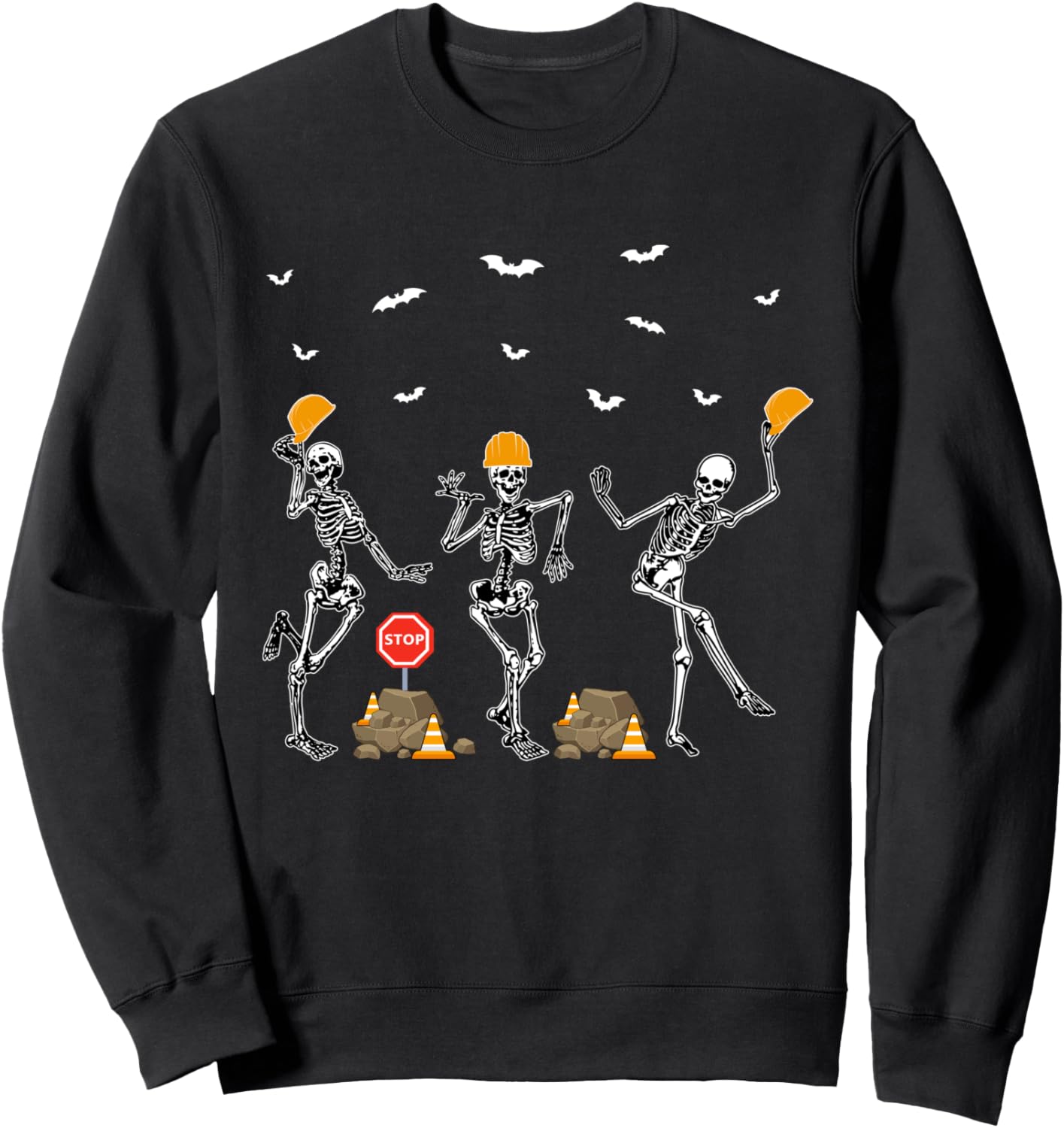Funny Skeleton Dancing Construction Worker Costume Halloween Sweatshirt