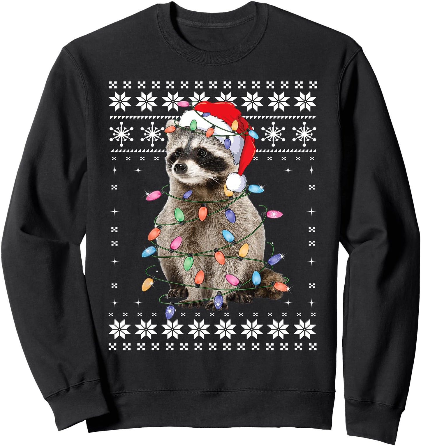 Raccoon Santa Trash Panda Christmas Ugly Sweater Pajamas Sweatshirt