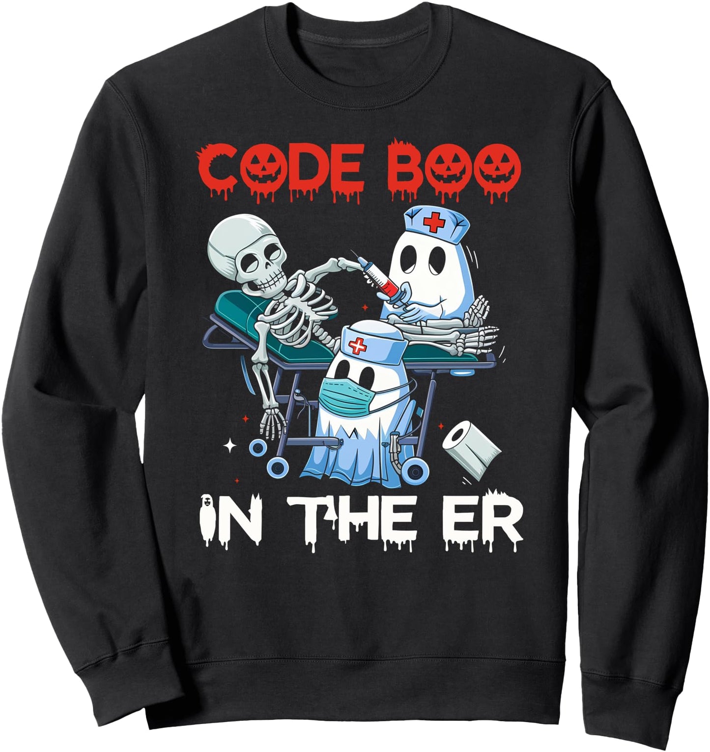 ER nurse funny ER nurse shirt halloween Code boo in the ER Sweatshirt