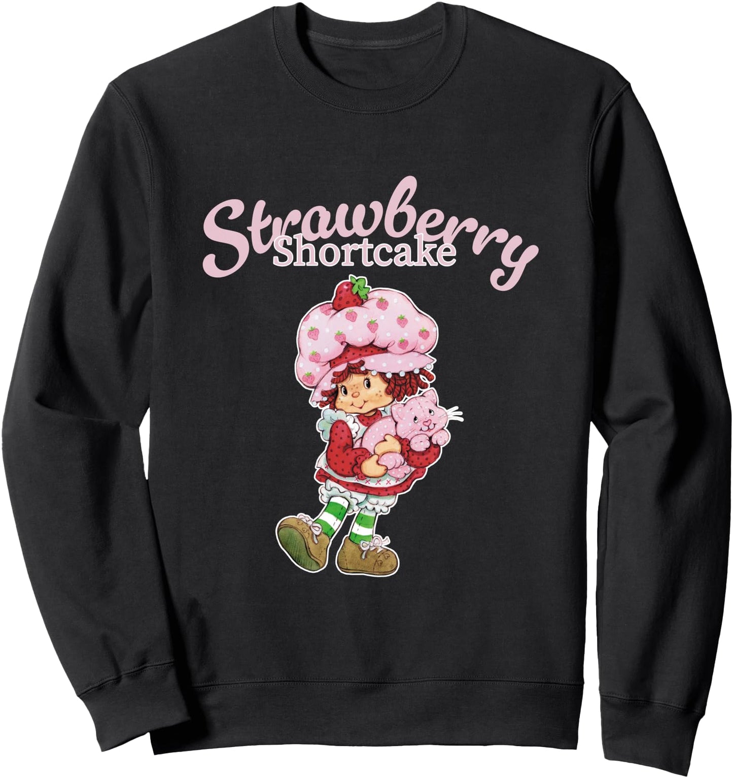 Strawberry Shortcake Holding Custard Cat With Big Smile Sweatshirt