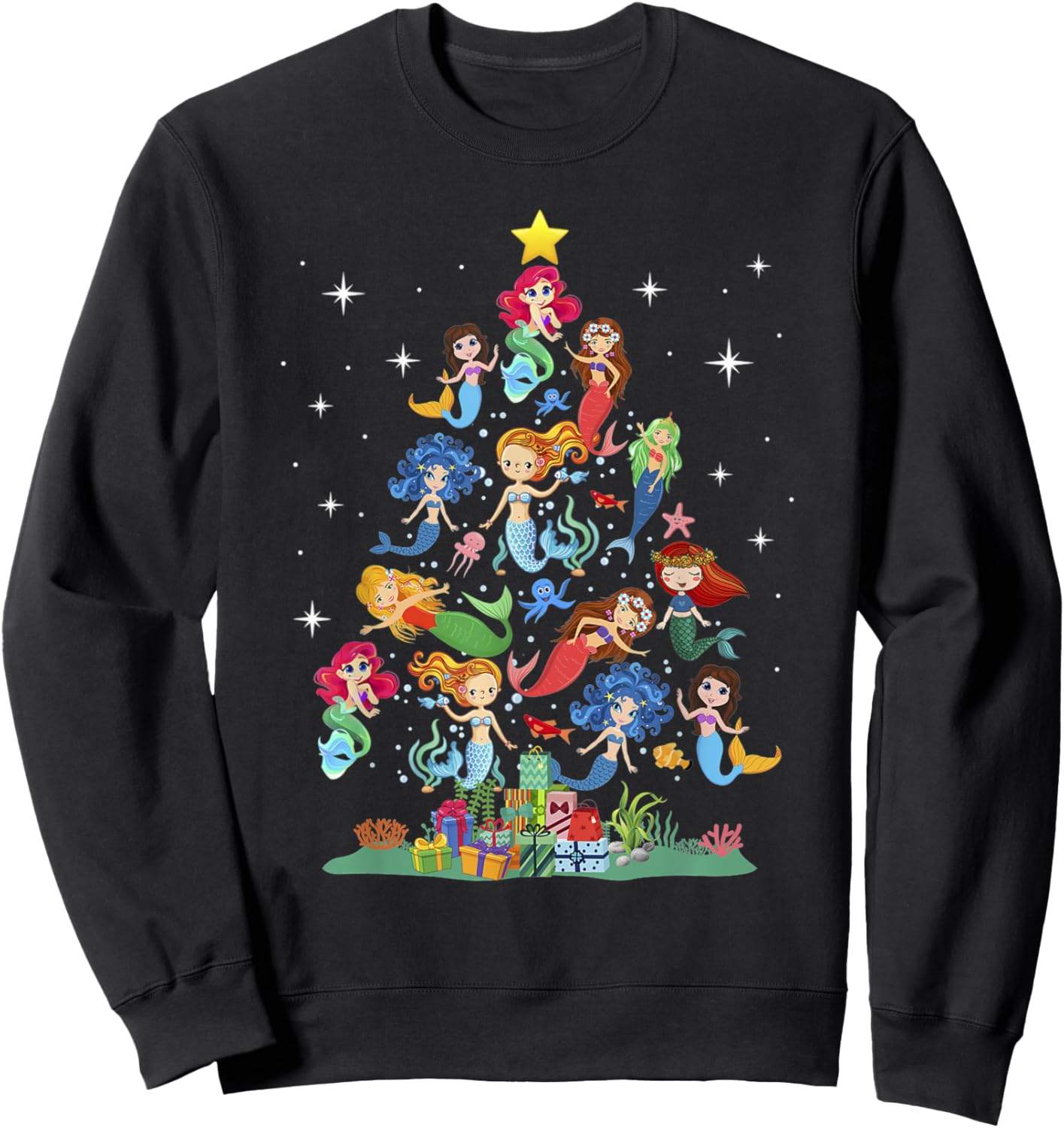 Mermaid Christmas Tree Family Matching Mermaid Lovers Women Sweatshirt