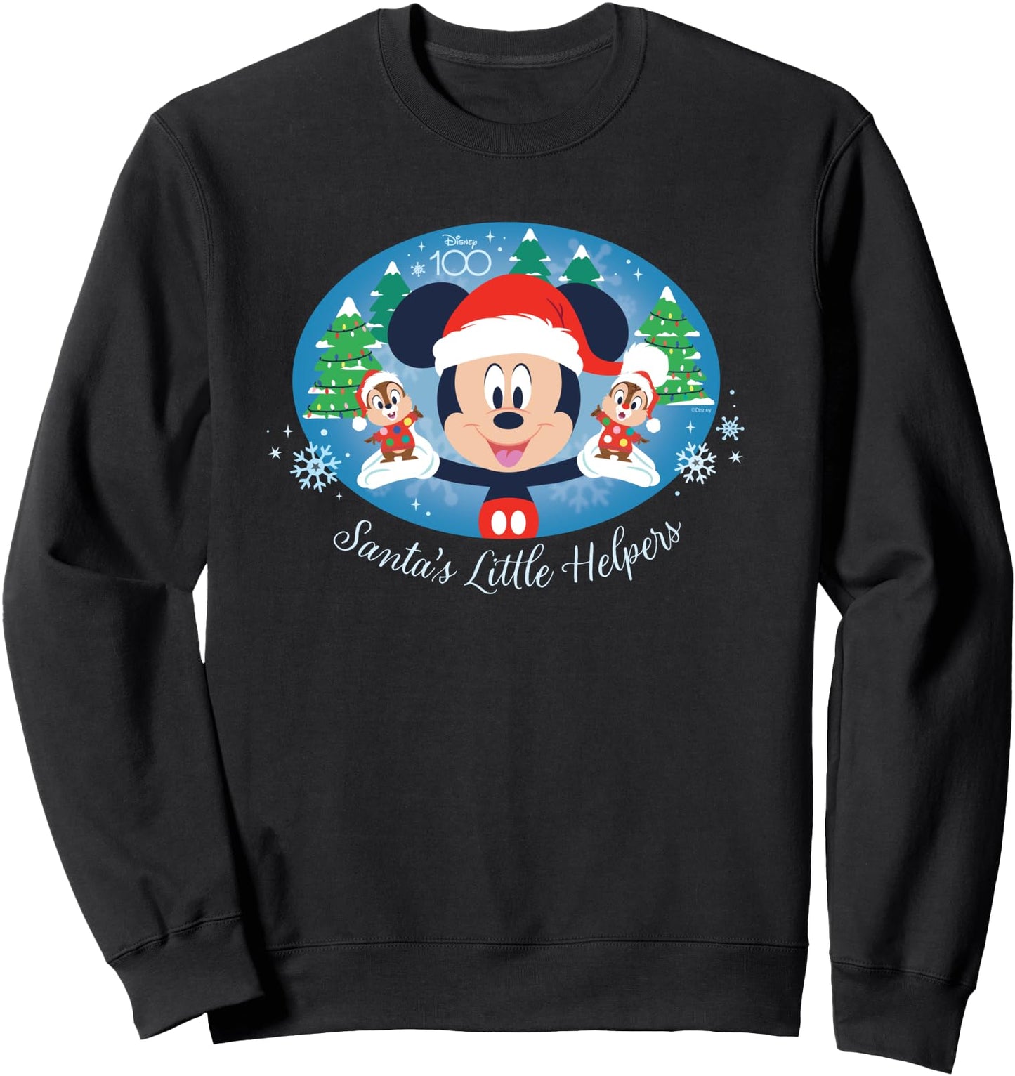 Disney 100 Mickey Chip Dale Santa's Little Helpers Christmas Sweatshirt
