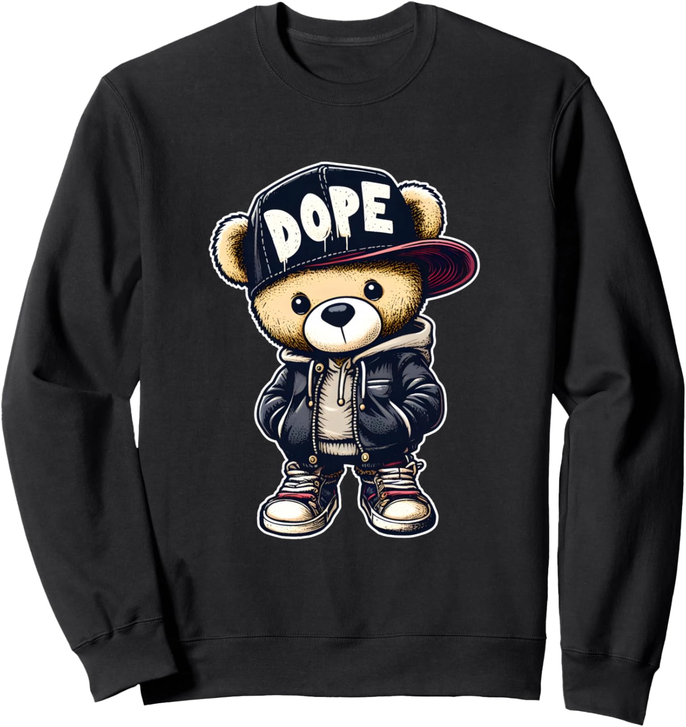 DOPE Cute Hip Hop Teddy Bear Tshirt 90s hip hop clothing Sweatshirt