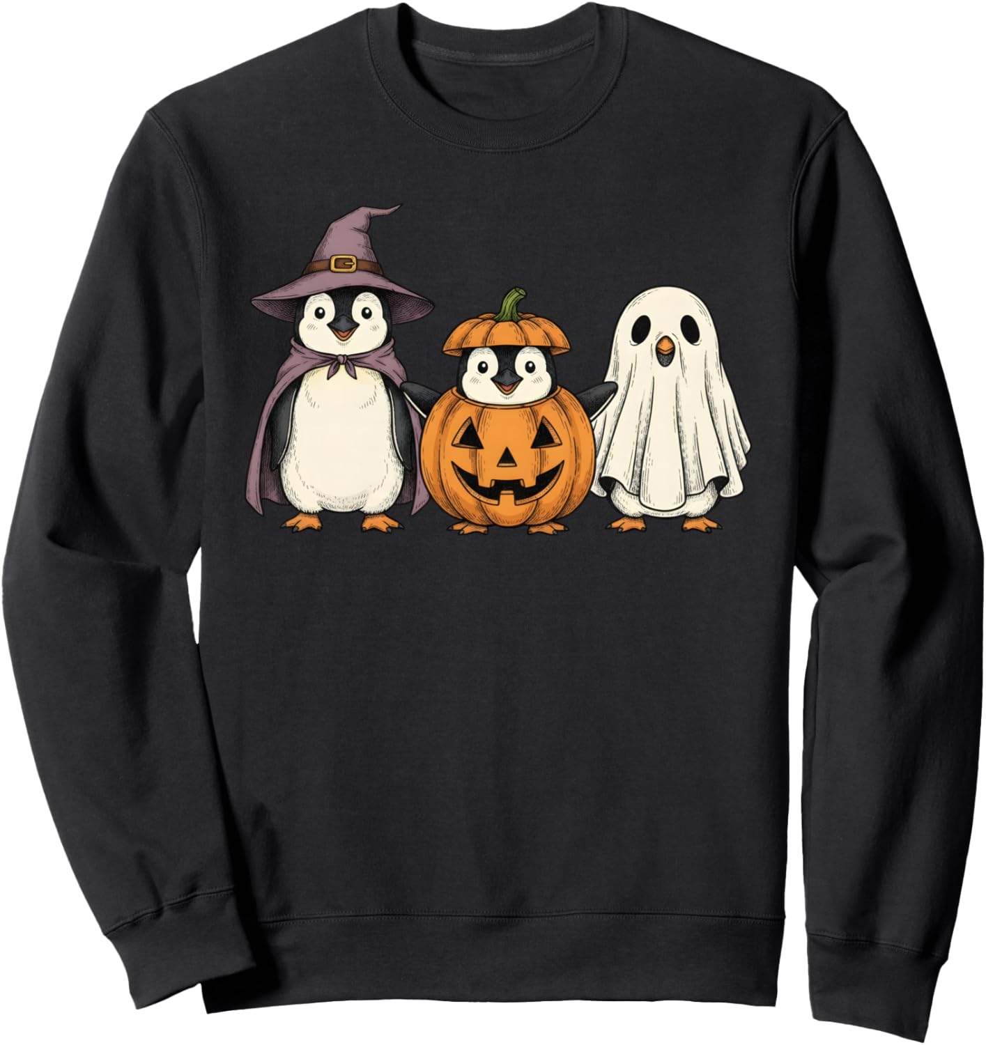 Spooky Ghost Penguin Lover Pumpkin Halloween Sweatshirt
