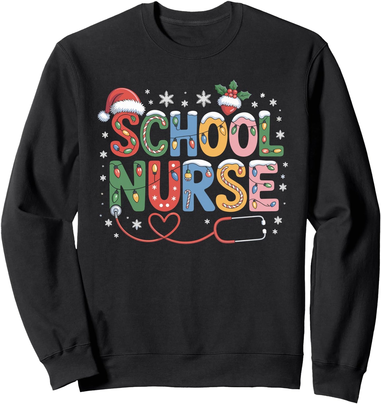 School Nurse Christmas Santa Cap Nursing Humor Xmas Sweatshirt