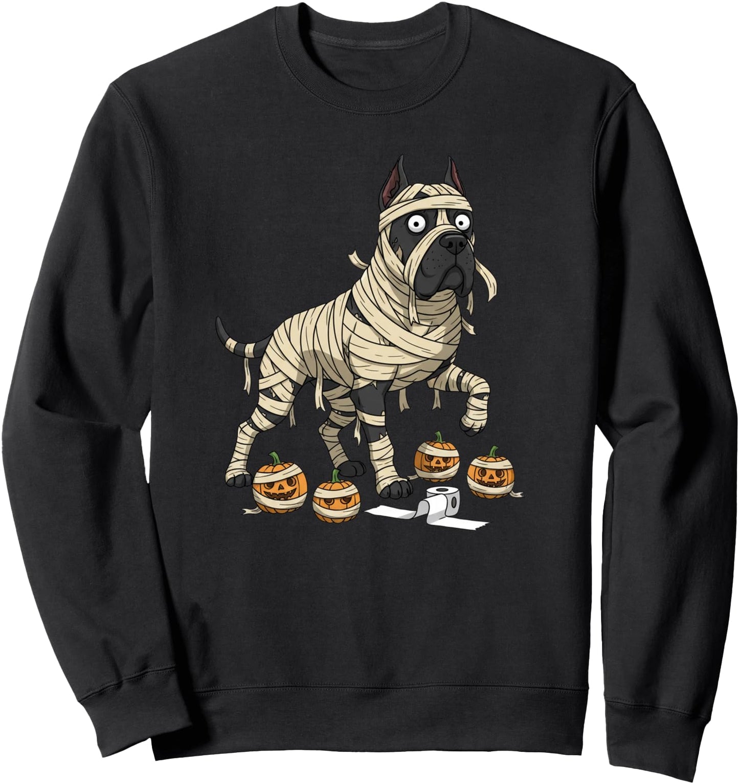 Funny Cane Corso Mummy Pumpkin Halloween Mens Womens Sweatshirt