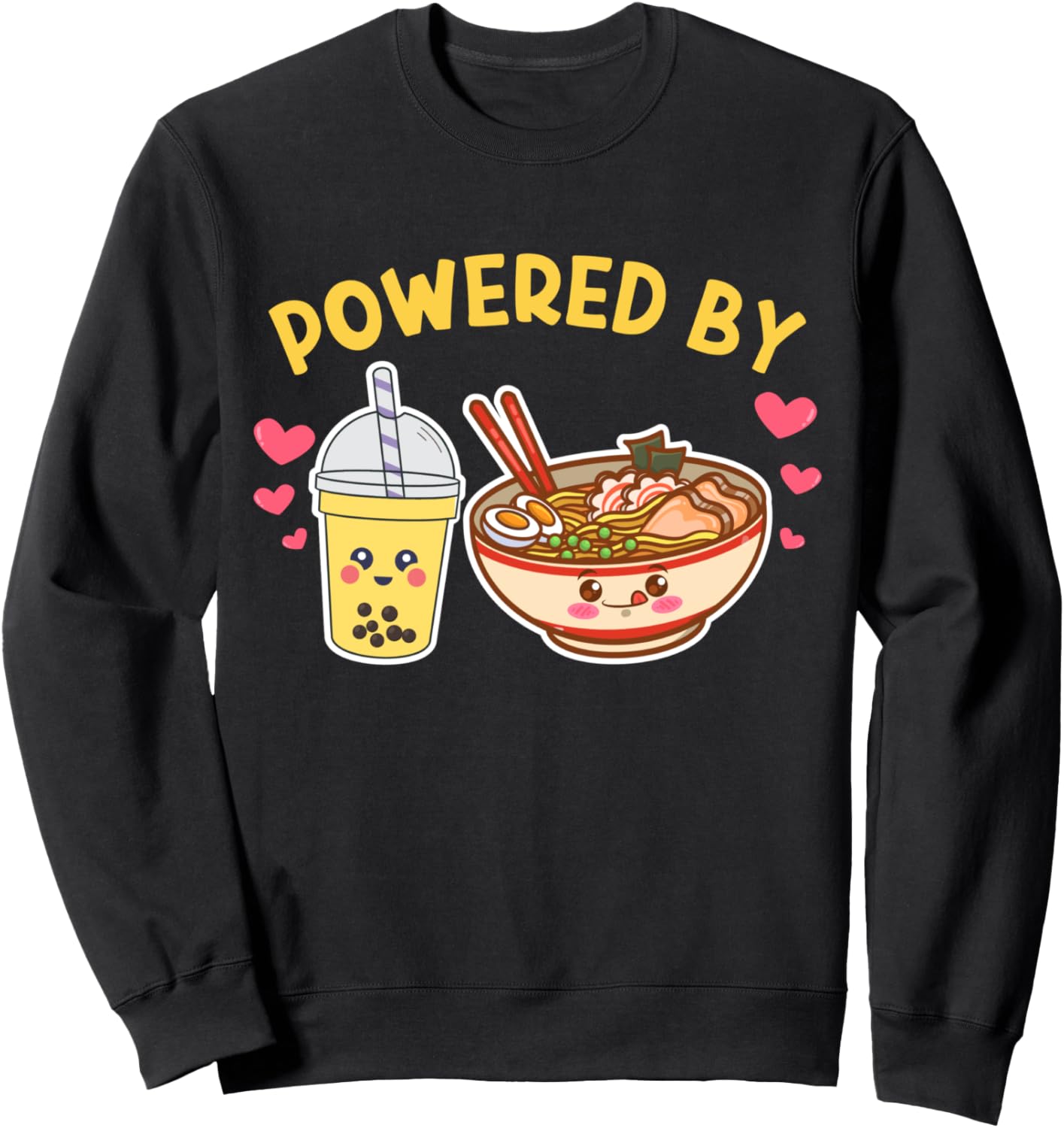 Powered By Bubble Tea Ramen Cute Boba Japanese Anime Lover Sweatshirt