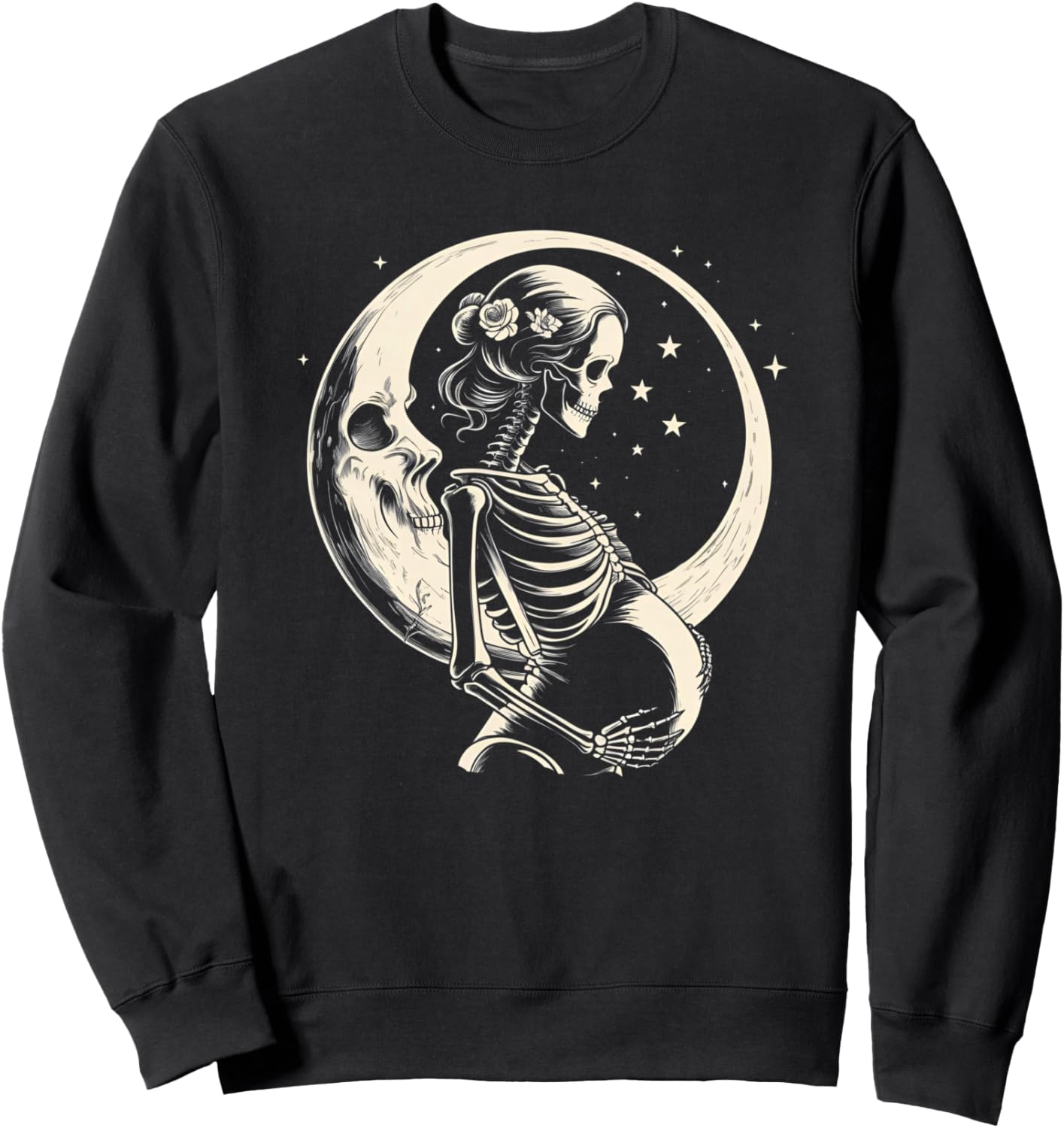 Pregnant Skeleton Woman Gothic Maternity Halloween Sweatshirt