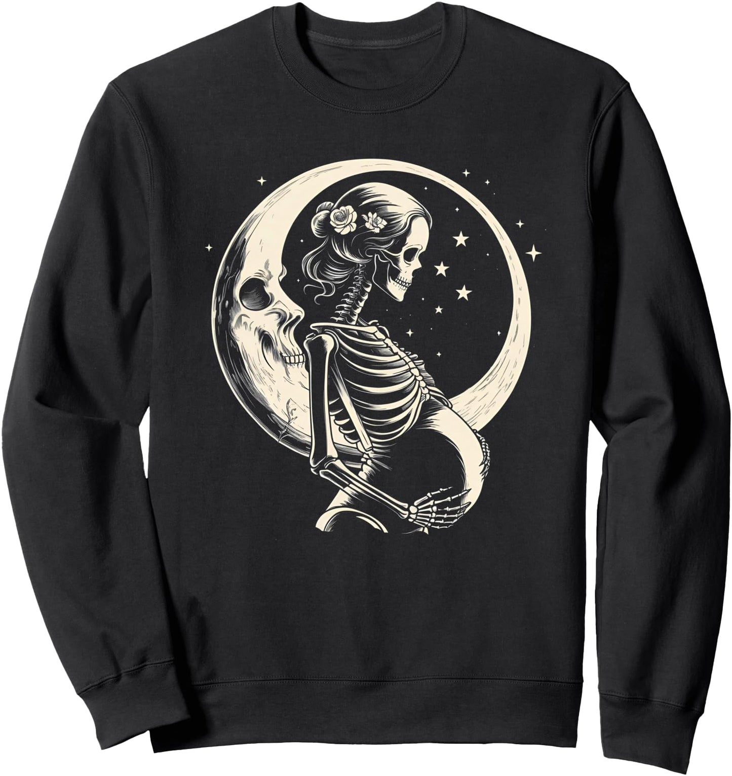Pregnant Skeleton Woman Gothic Maternity Halloween Sweatshirt