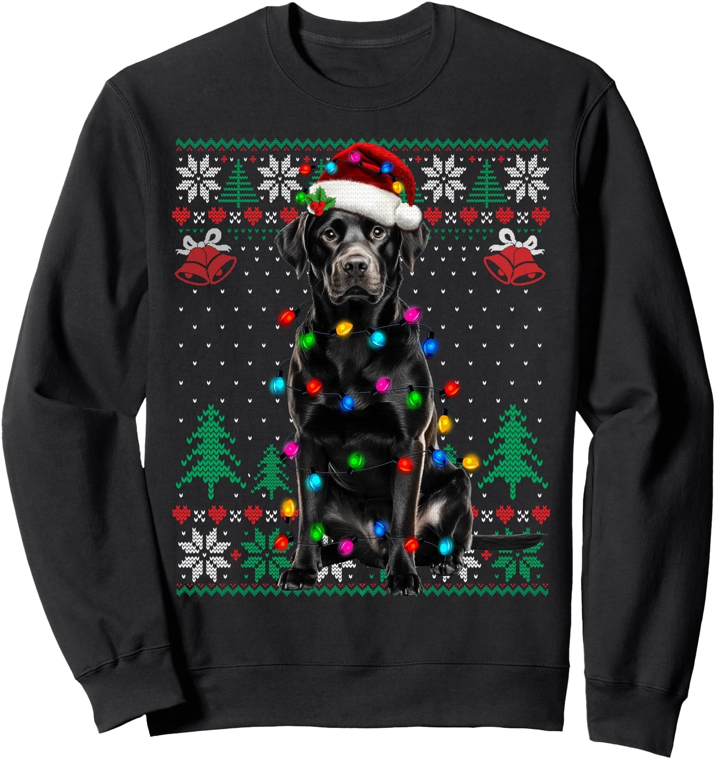 Black Lab Labrador Christmas Santa Hat Dog Ugly Sweater Sweatshirt