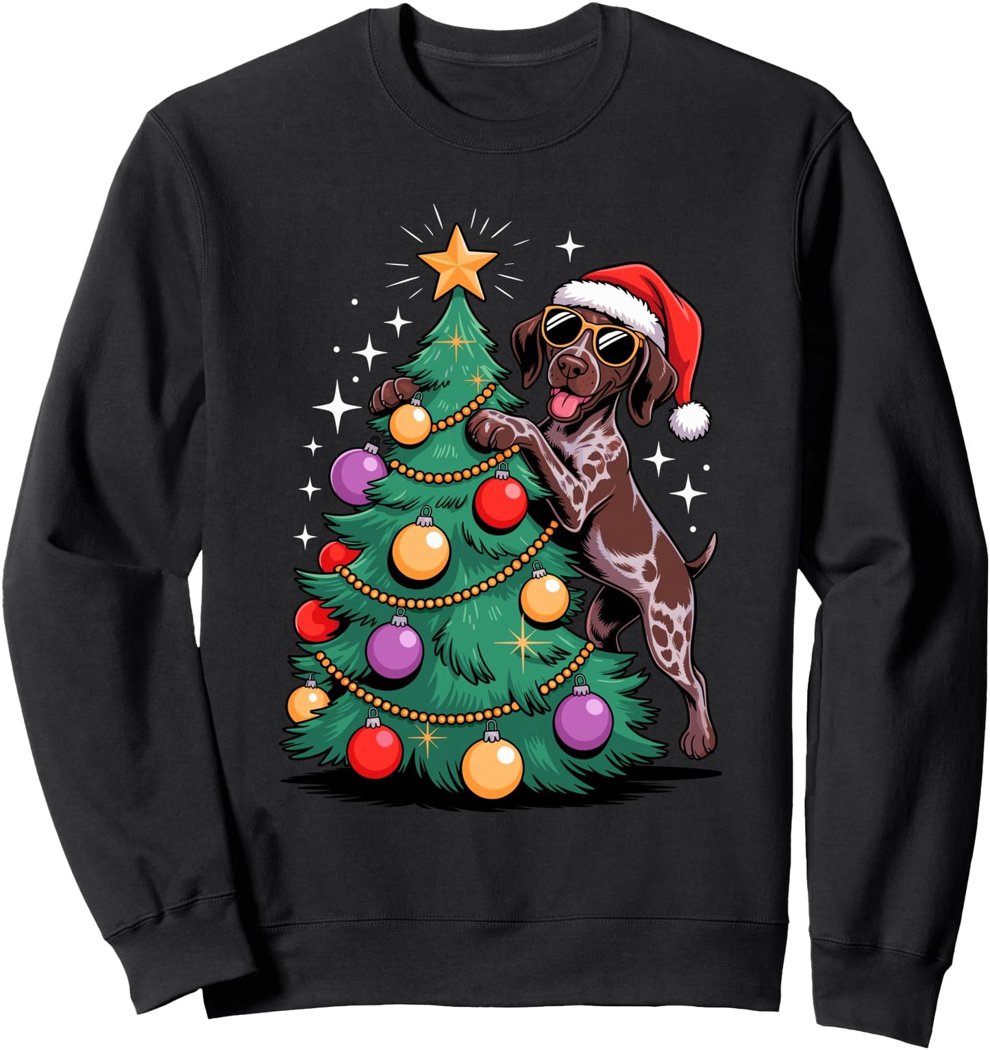 Christmas Tree German Shorthaired Pointer Sunglasses Dog GSP Sweatshirt