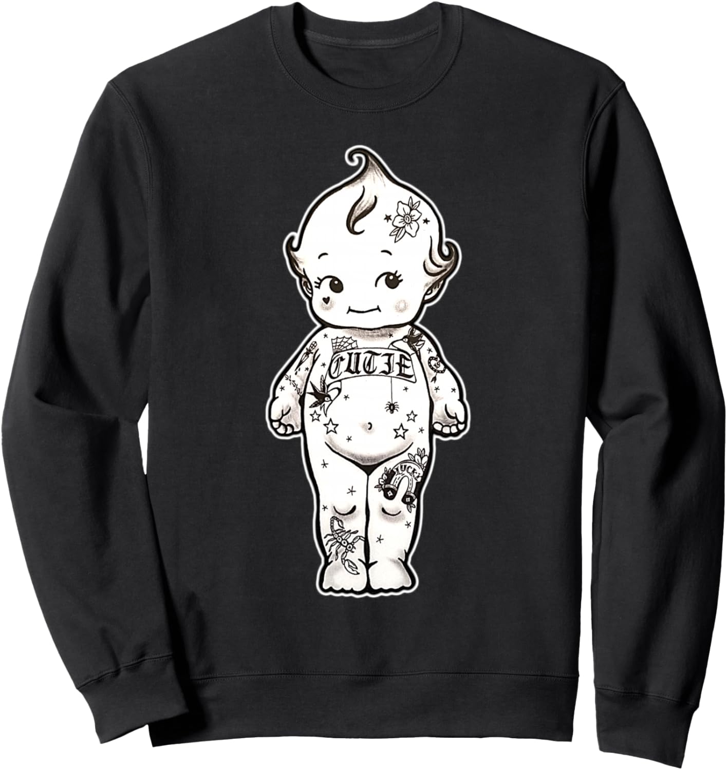 Urban Empyre Tattooed Kewpie Baby Sweatshirt - Black, Unisex Adult, Kewpie Baby Theme, Sweatshirt, Small