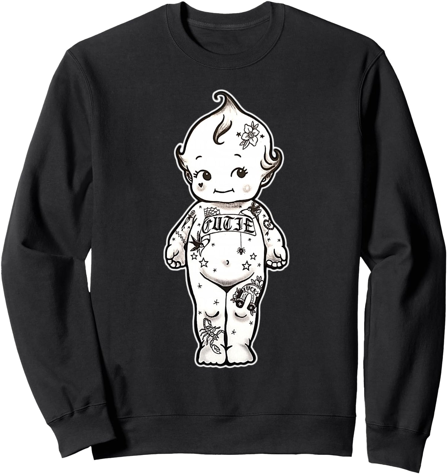 Urban Empyre Tattooed Kewpie Baby Sweatshirt - Black, Unisex Adult, Kewpie Baby Theme, Sweatshirt, Small